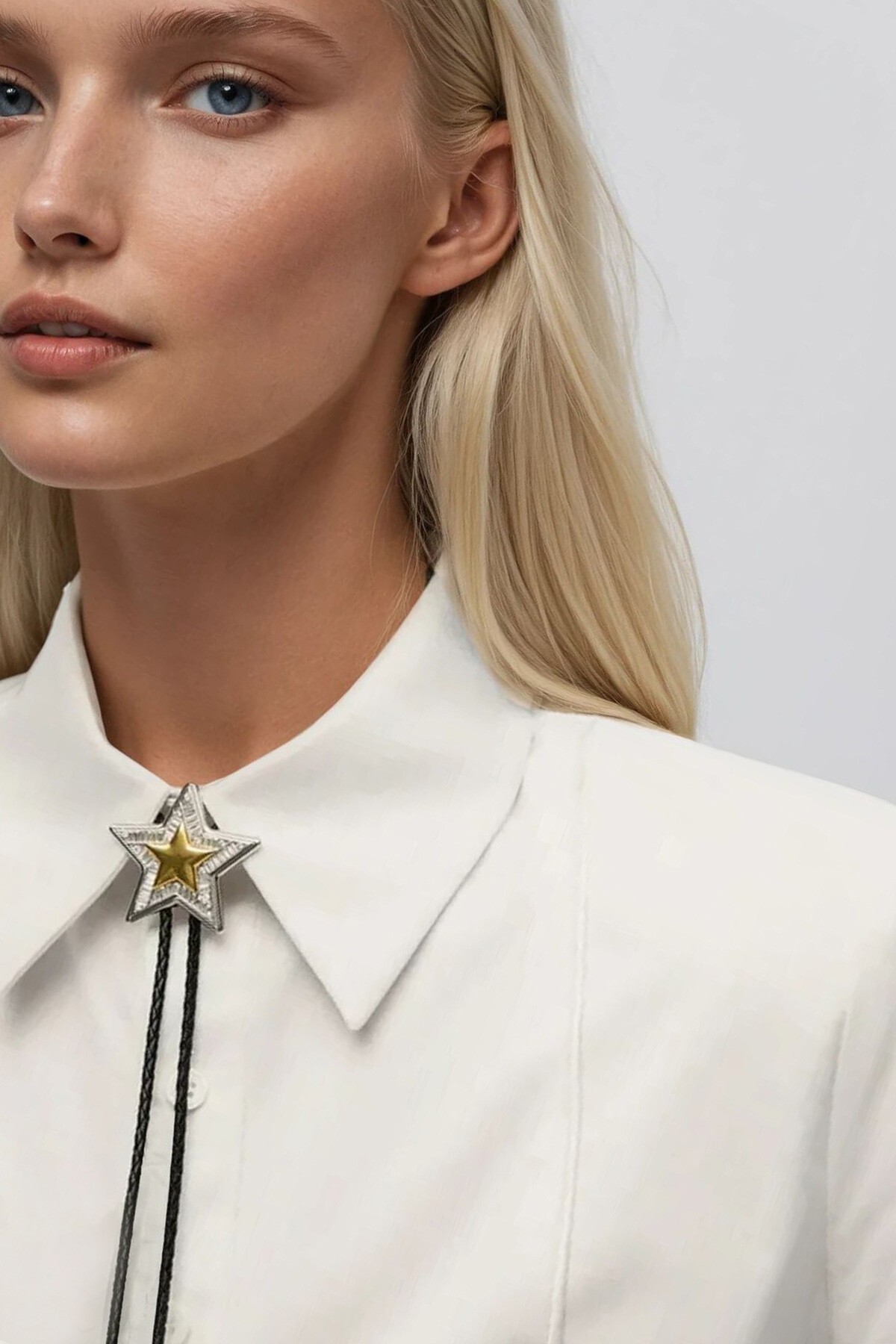 Gold Zirkon Taşlı Gold Yıldızlı Kordon Ayarlanılabilir Kolye