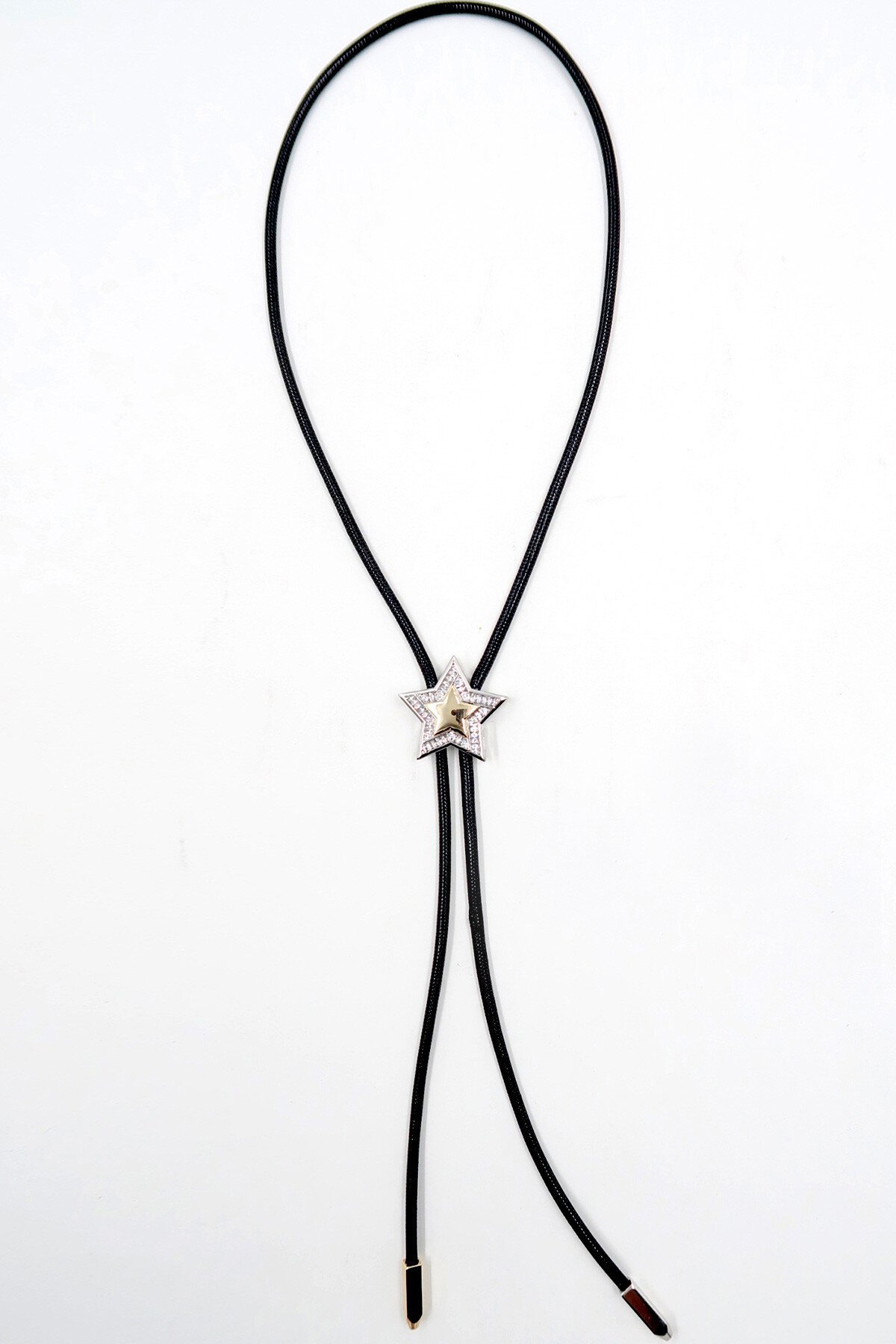 Gold Zirkon Taşlı Gold Yıldızlı Kordon Ayarlanılabilir Kolye