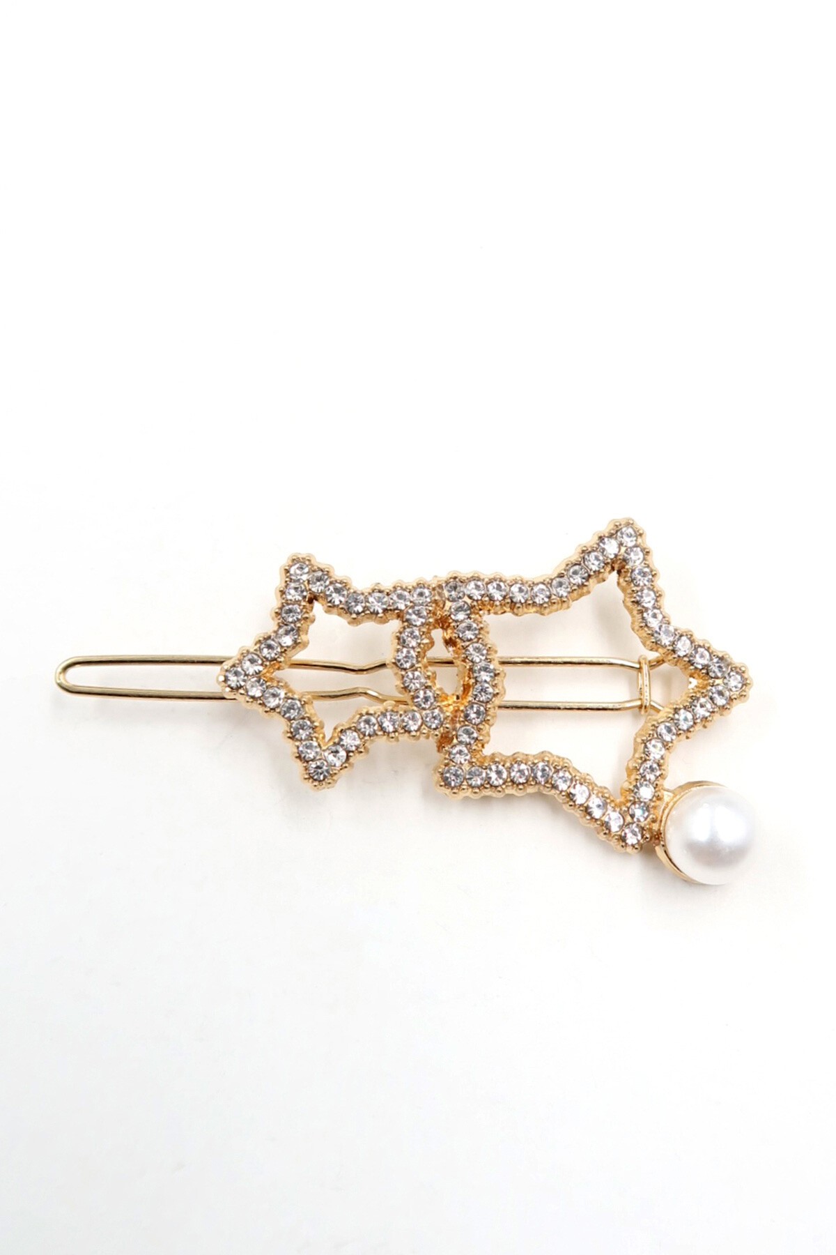 Gold Zirkon Taşlı İnci Detaylı 5Li Gold Saç Tokası Seti