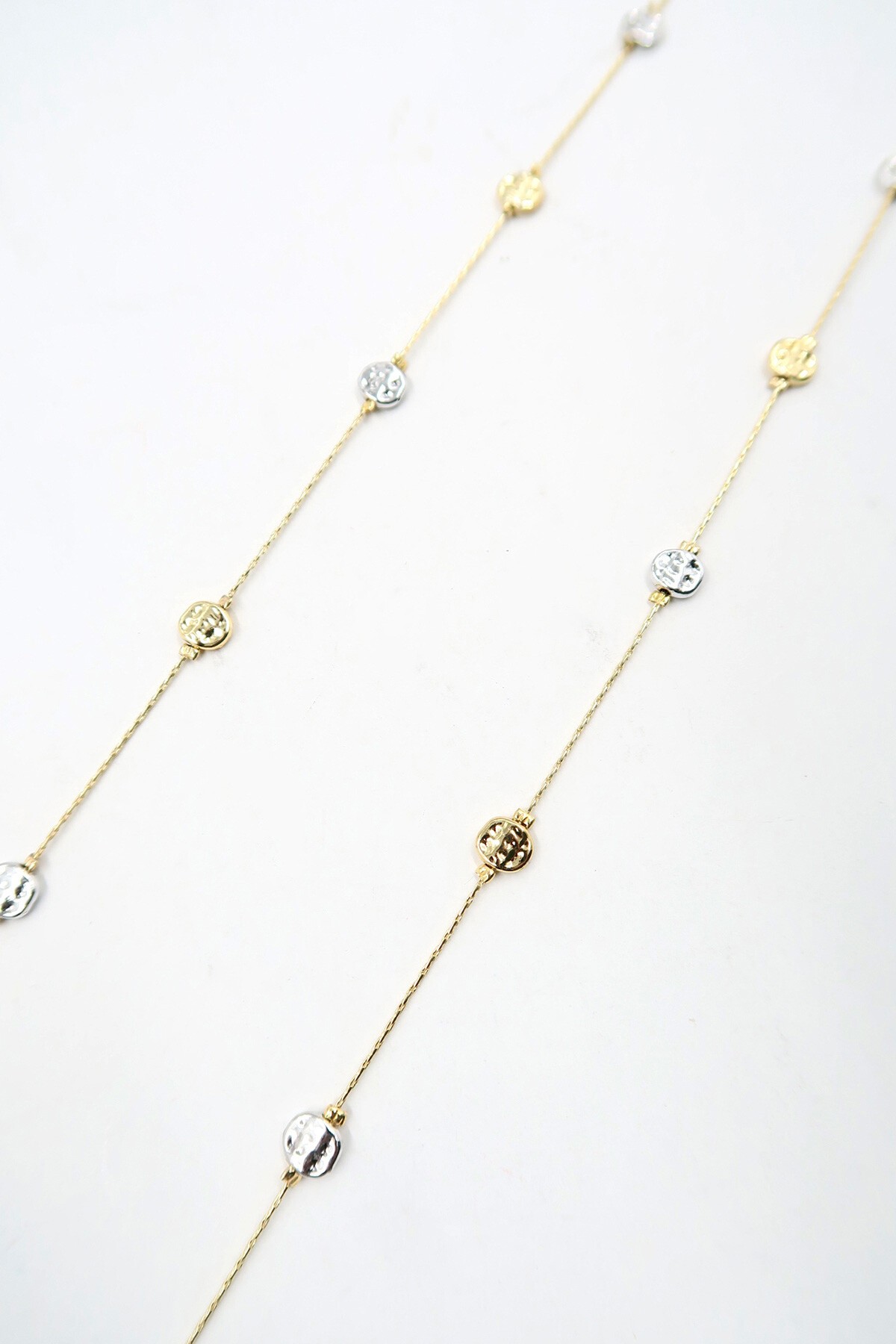 Gümüş Gold Biyeli Boncuklu Gözlük Zinciri