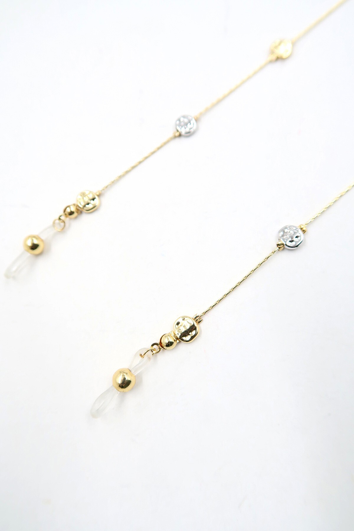 Gümüş Gold Biyeli Boncuklu Gözlük Zinciri