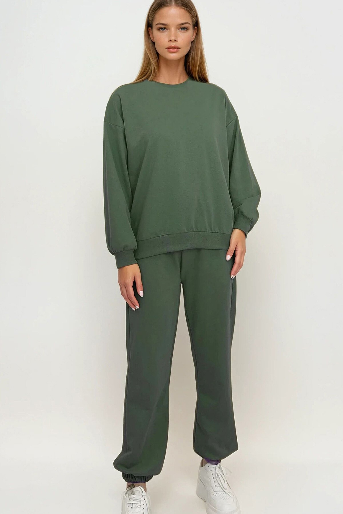 Haki Bisiklet Yaka Mevsimlik İki İplik Eşofman Takım