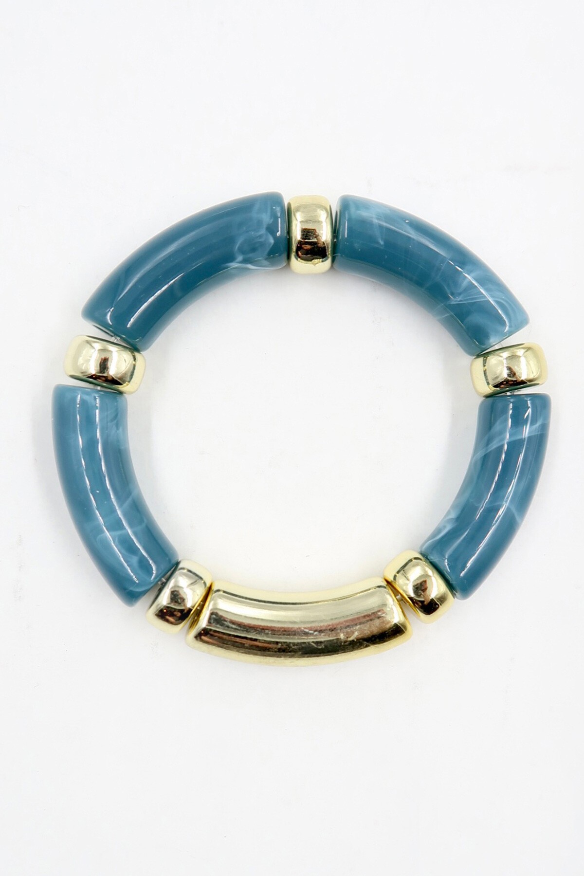 İndigo Gold Detaylı Kemik Lastikli Bileklik