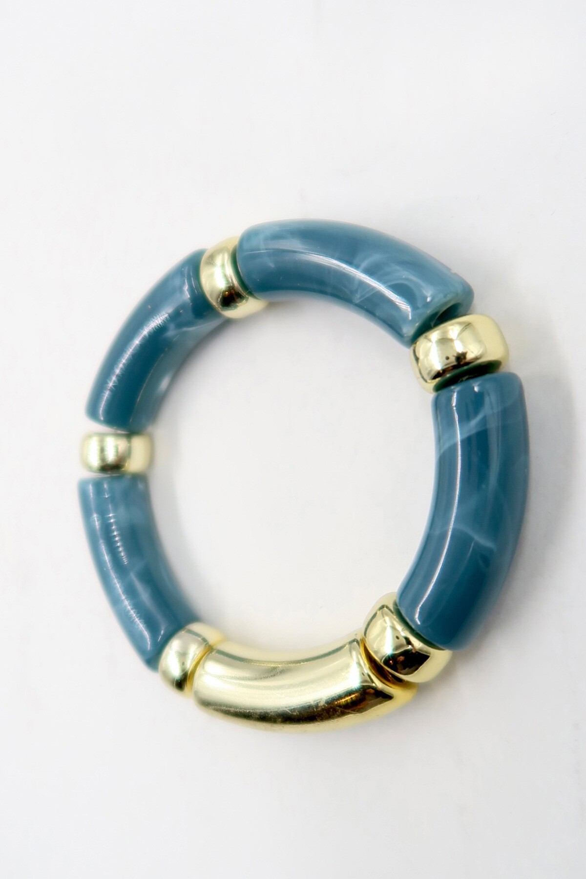 İndigo Gold Detaylı Kemik Lastikli Bileklik