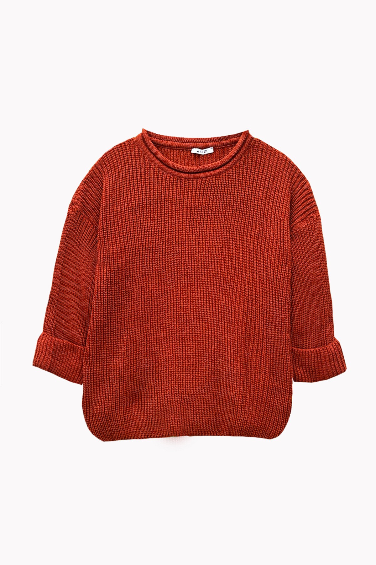 Kahve Bi̇Si̇Klet Yaka Duble Kol Selani̇K Örgü Oversi̇Ze Kışıık Kazak