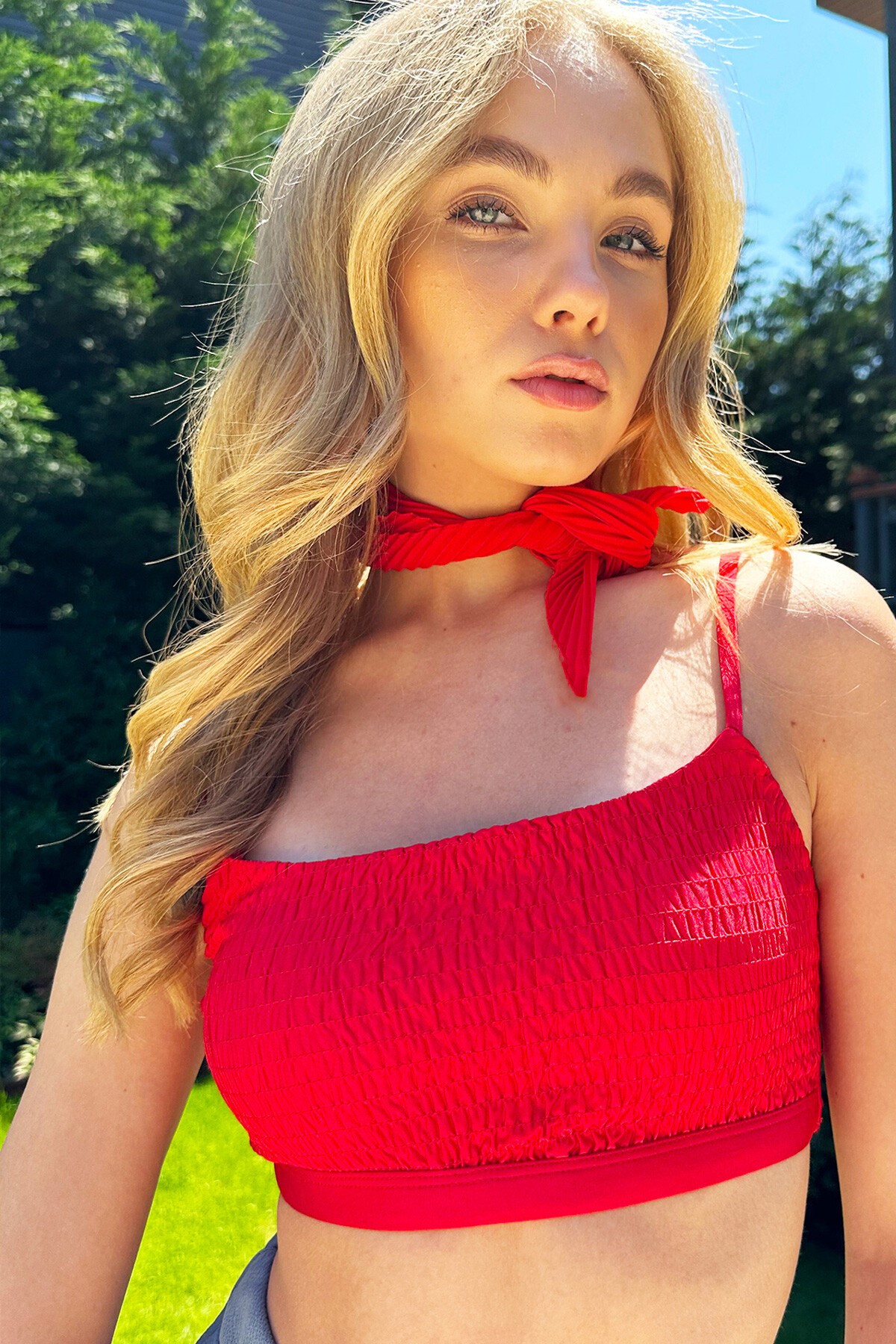 Kırmızı Piliseli Fular