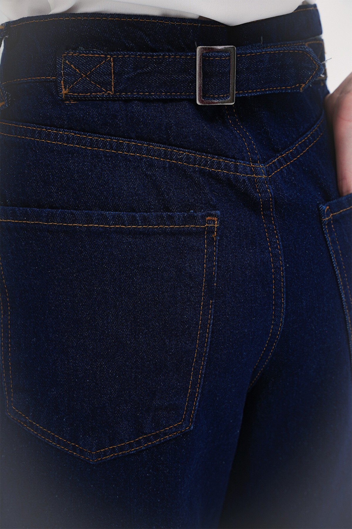 Koyu Lacivert Yüksek Bel Baggy Balloon Jean