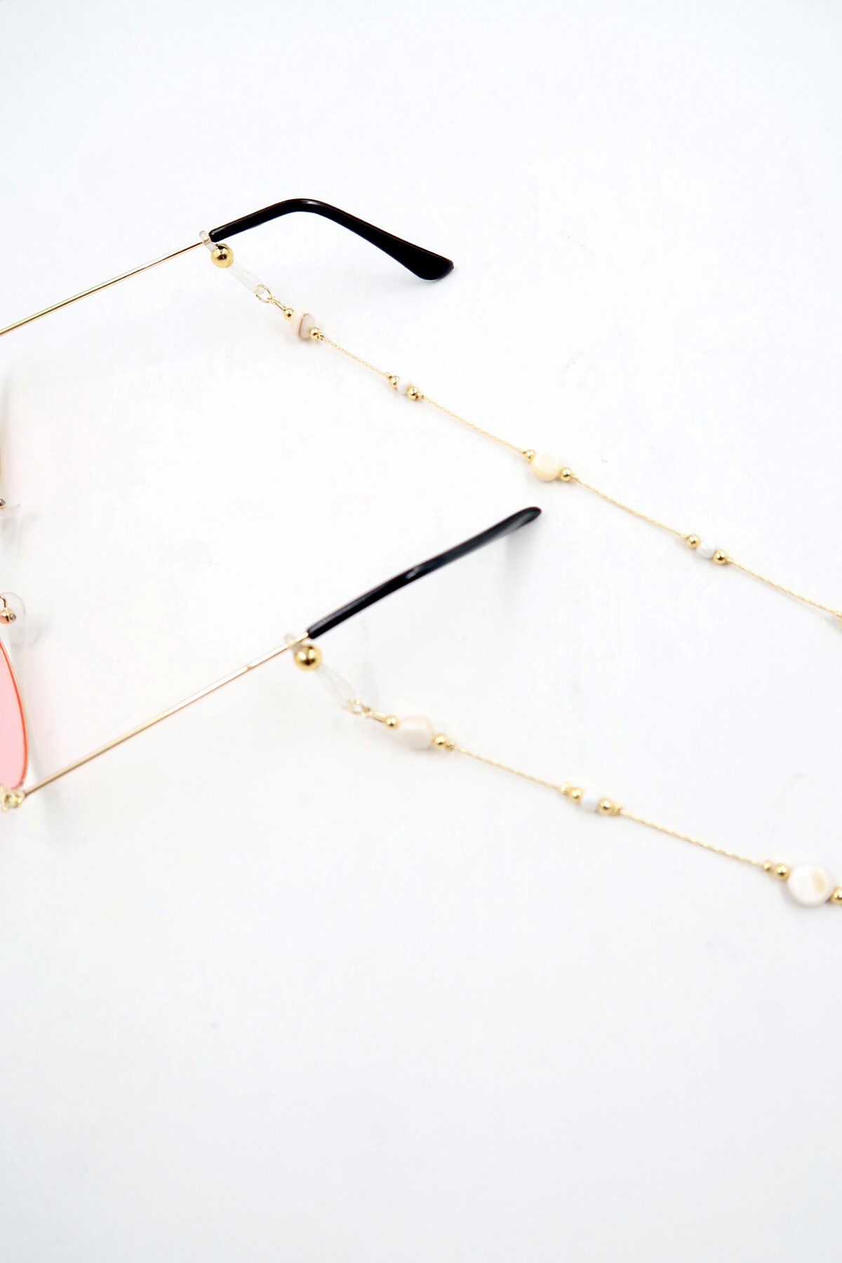 Krem Gold Biyeli Boncuklu Gözlük Zinciri