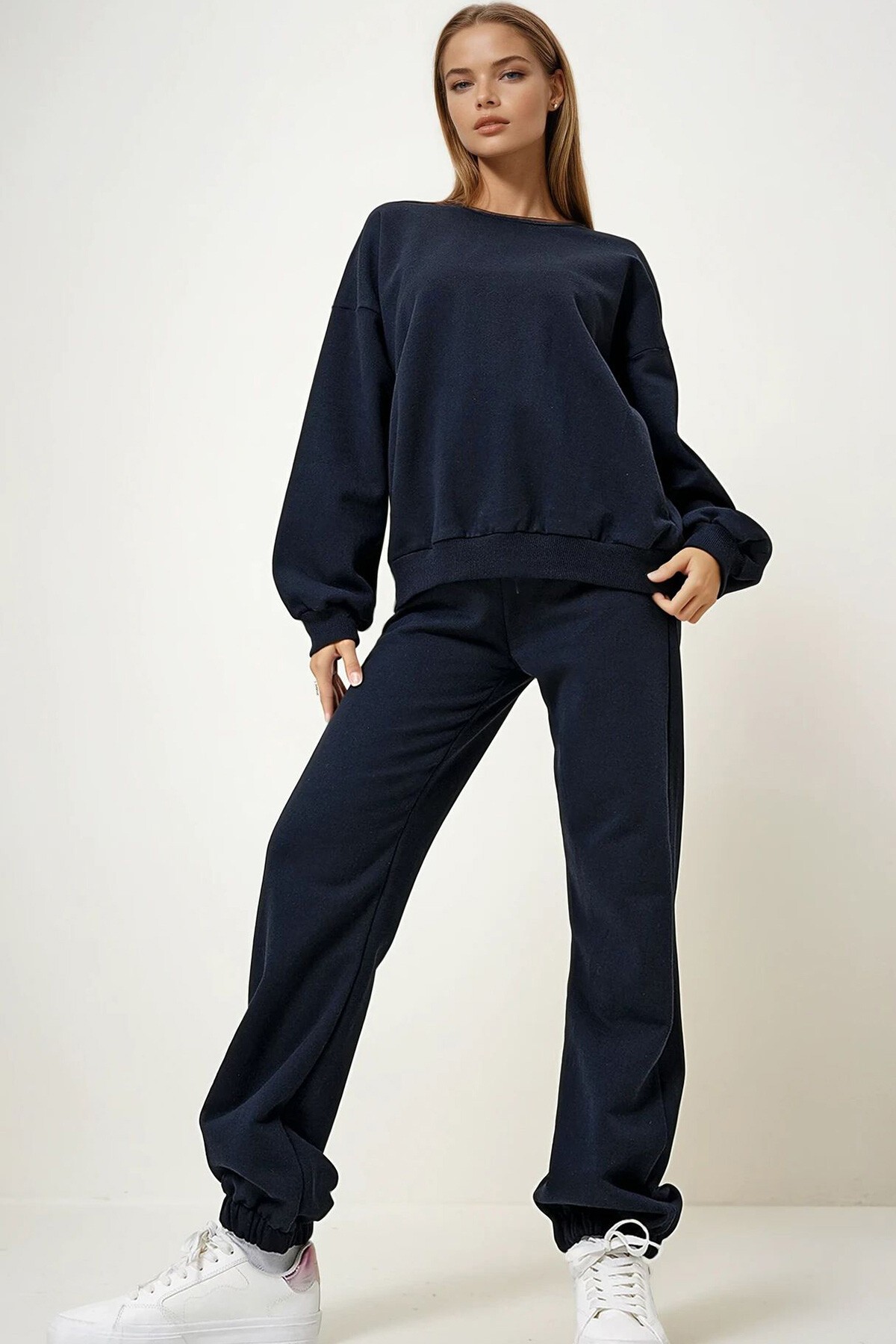 Lacivert Bisiklet Yaka Mevsimlik İki İplik Eşofman Takım