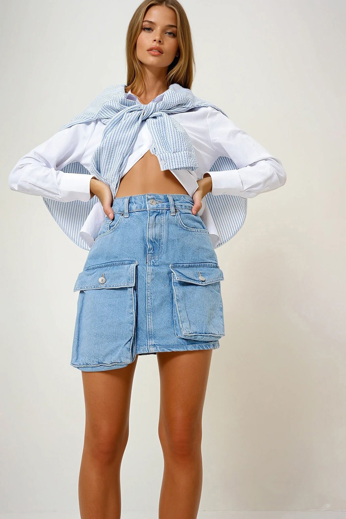 Mavi Kargo Cepli Jean Etek