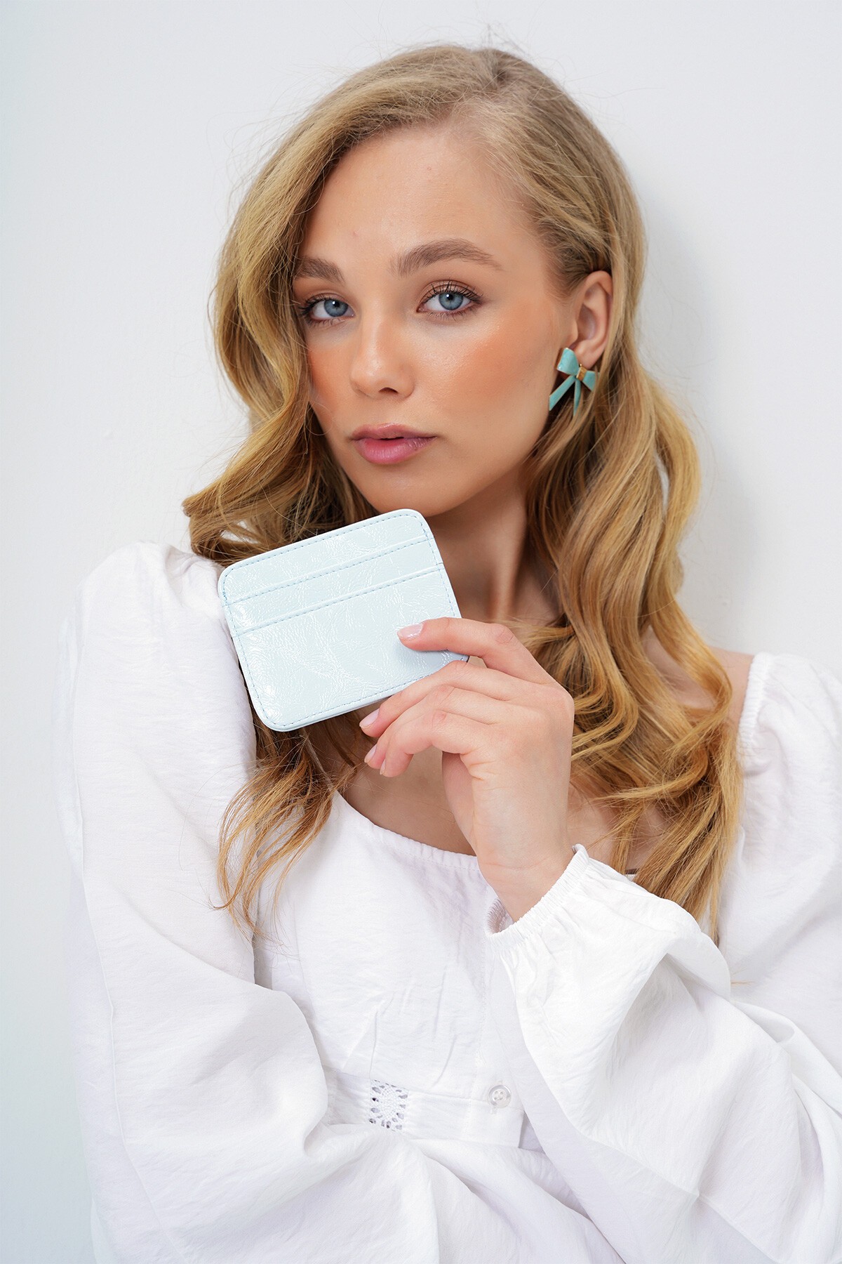 Mavi Suni Deri Mini Kartlık