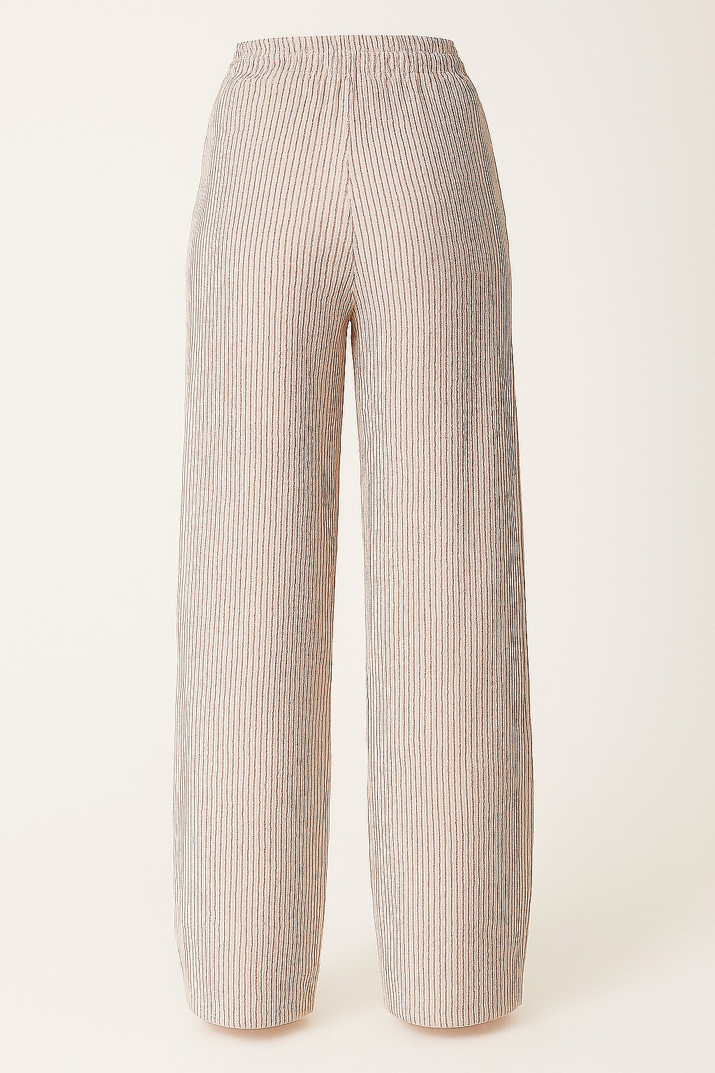 Pembe Çift Cepli Çizgili Müslin Palazzo Pantolon