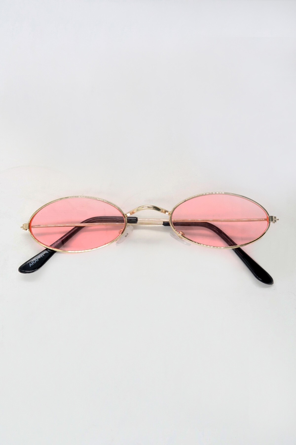 Pembe Oval Şekilli Gold Metal Çerçeveli Güneş Gözlüğü