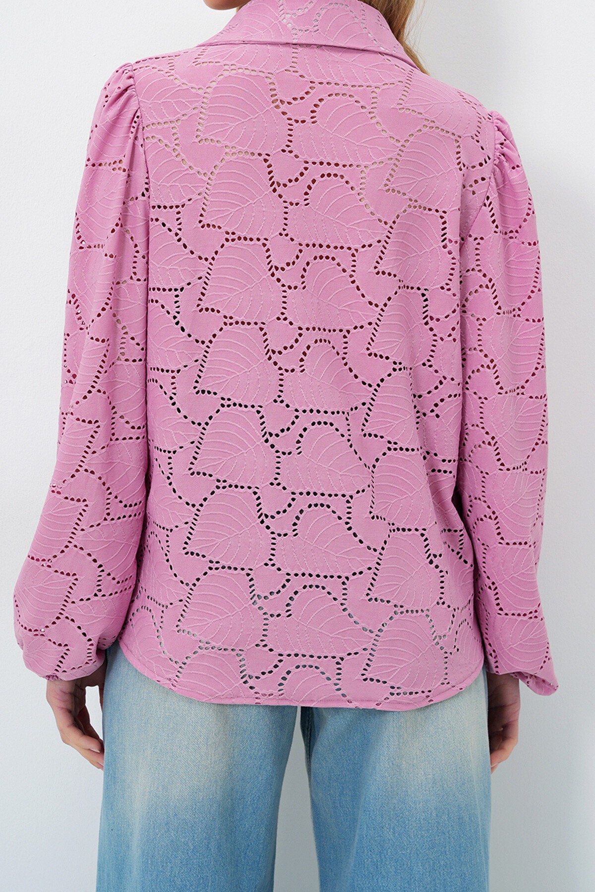 Pudra Güpür Dokuma Premıum Gömlek