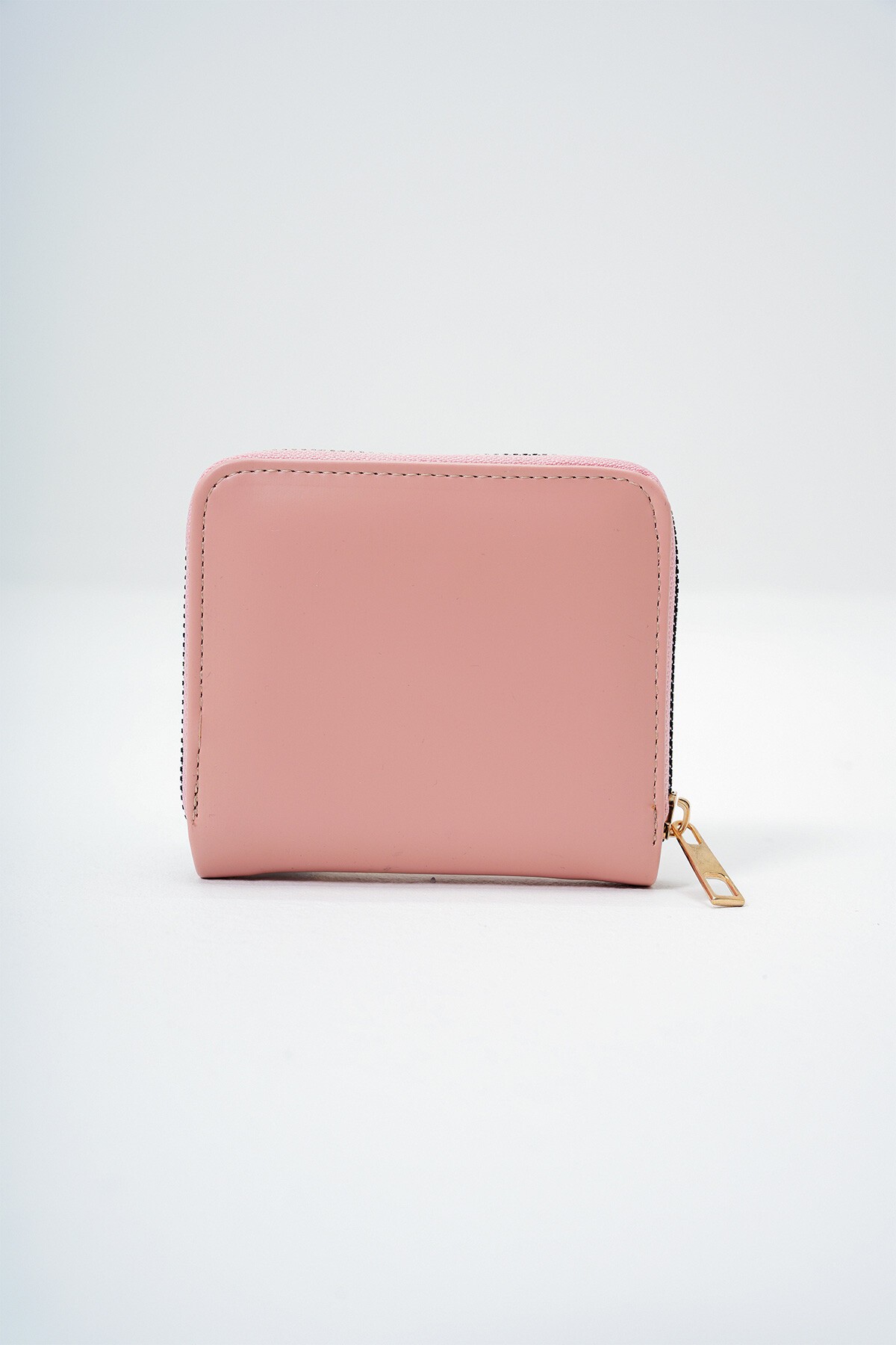 Pudra Pembe Suni Deri Fermuarlı Kart Bölmeli Şık Yumuşak Deri Cüzdan