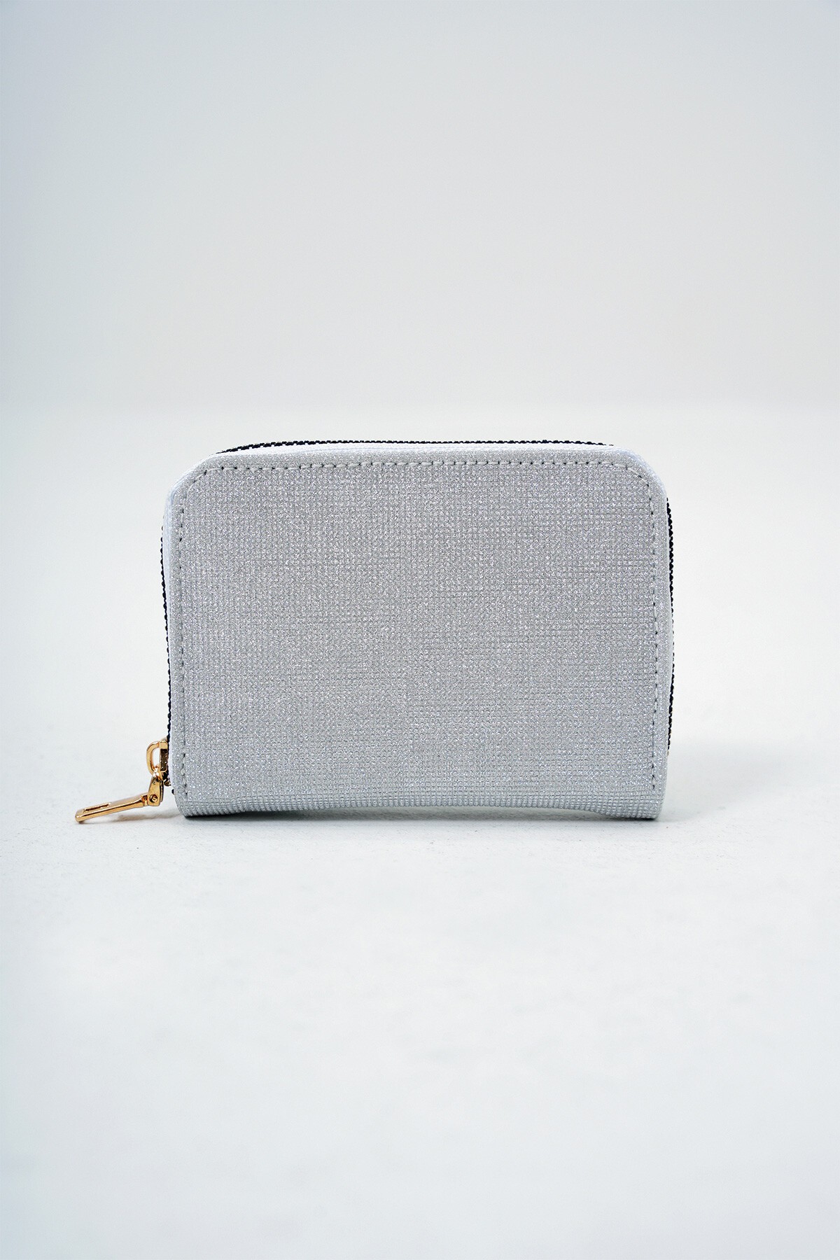 Silver Fermuarlı Para Bölmeli Simli Şık Mini Katlık Cüzdan