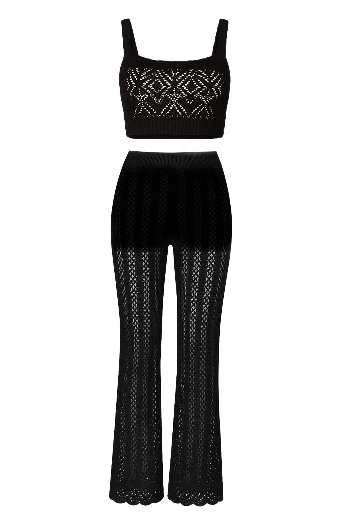 Siyah Ajurlu Triko Ve Maci Boy Etek Takım