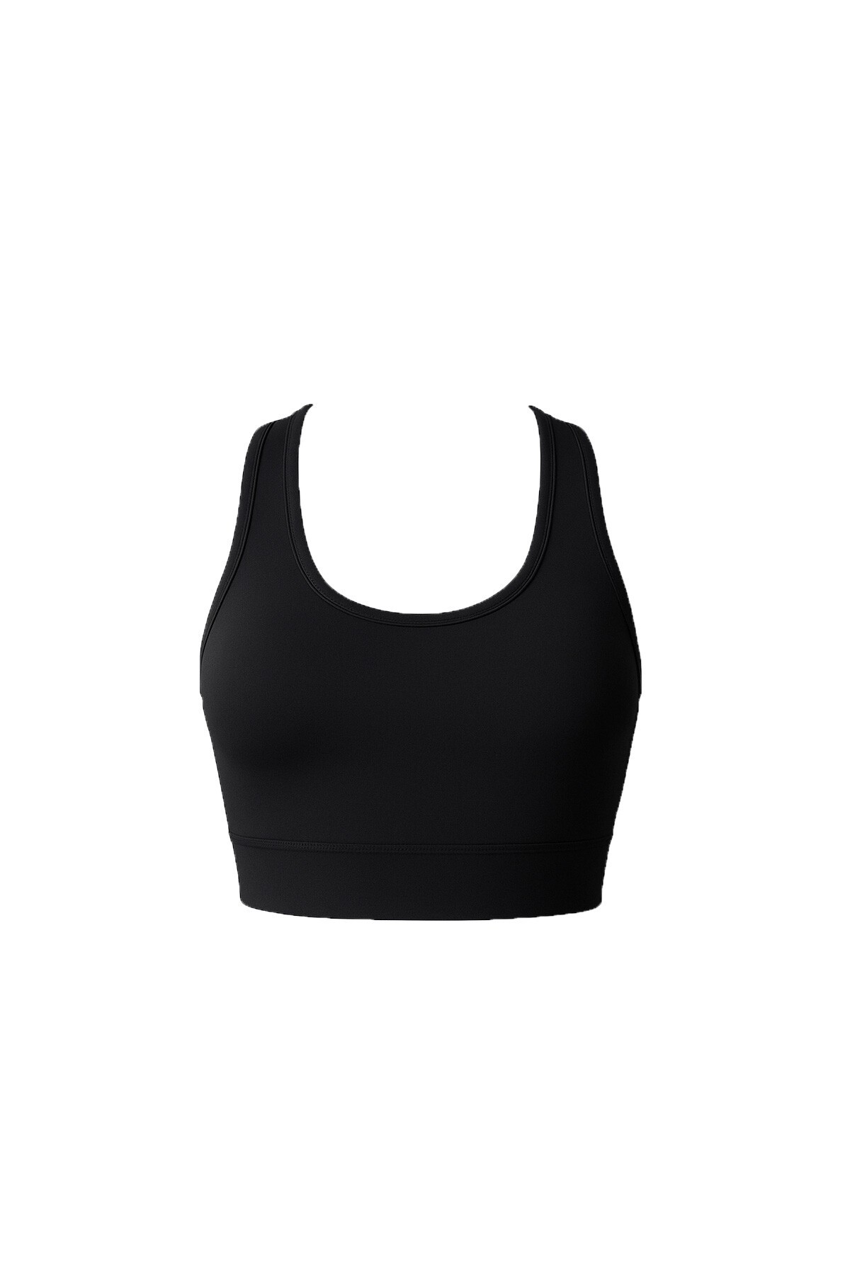 Siyah Balenli Crop Sporcu Atlet