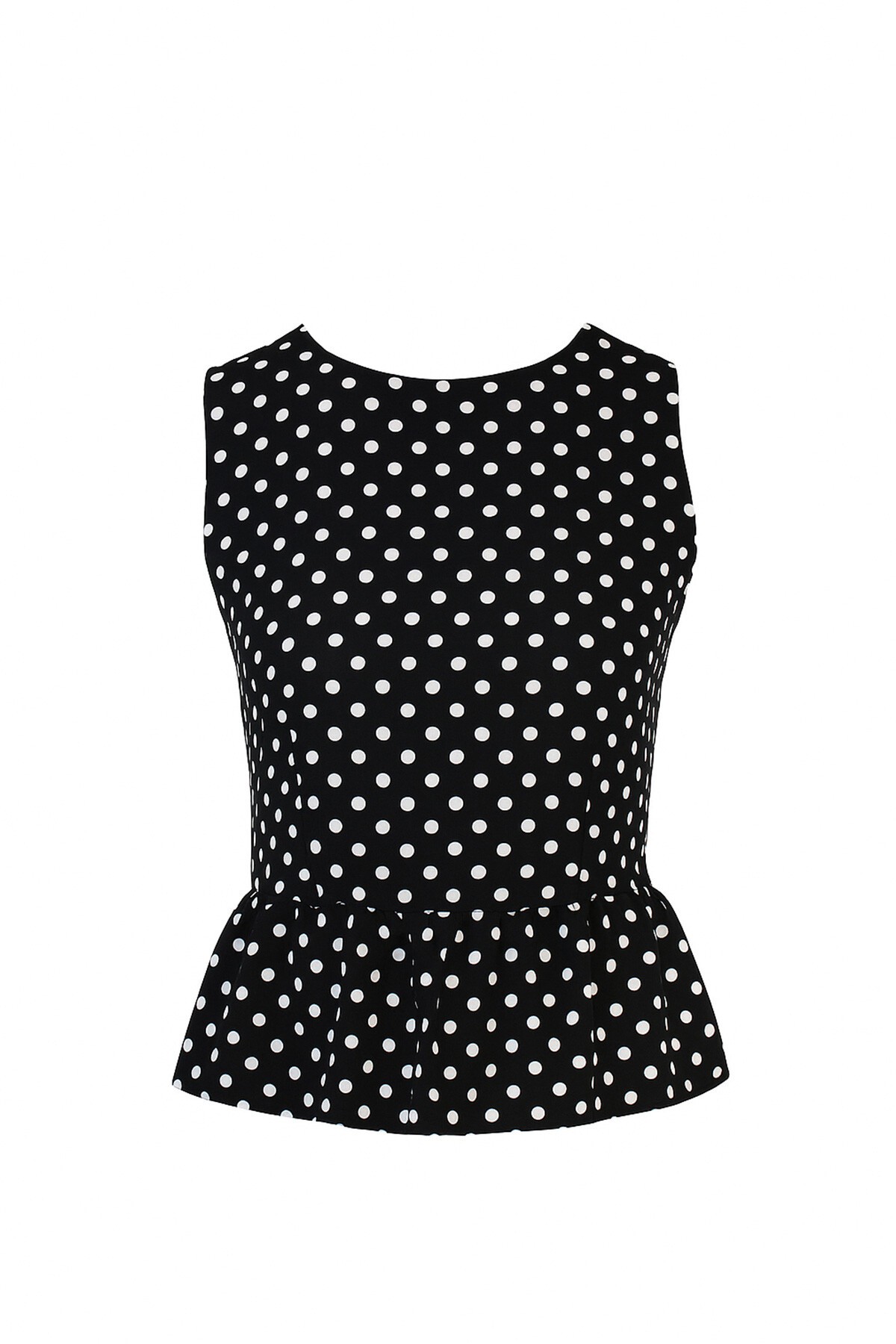 Siyah-Beyaz V Yaka Fiyonk Detaylı Eteği Volanlı Aerobin Bluz