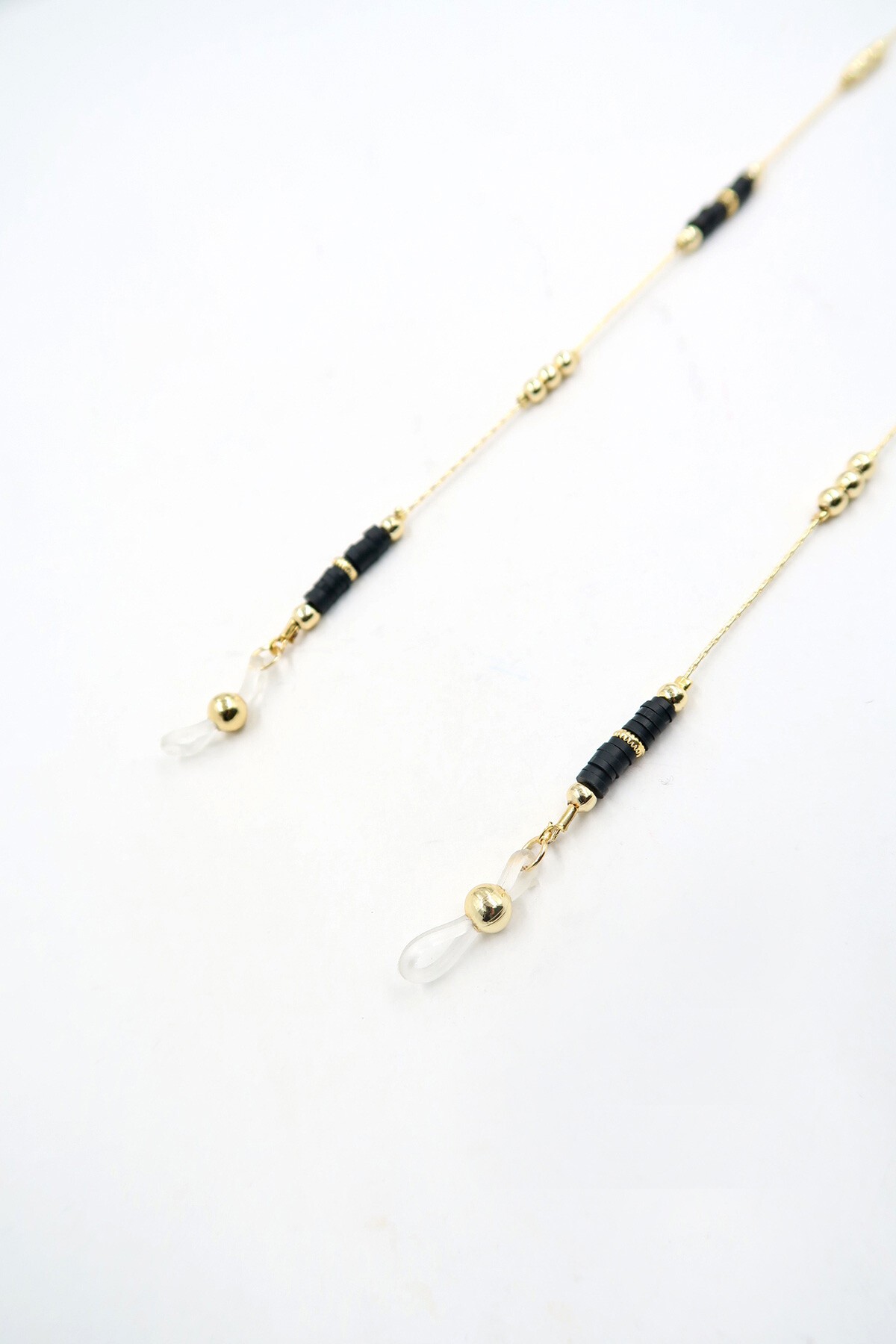 Siyah Gold Biyeli Boncuklu Gözlük Zinciri