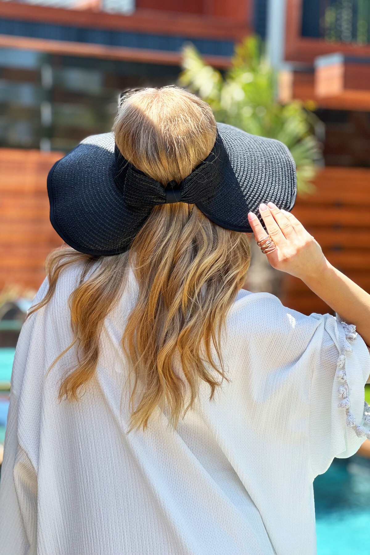 Siyah Hasır Plaj Şapka