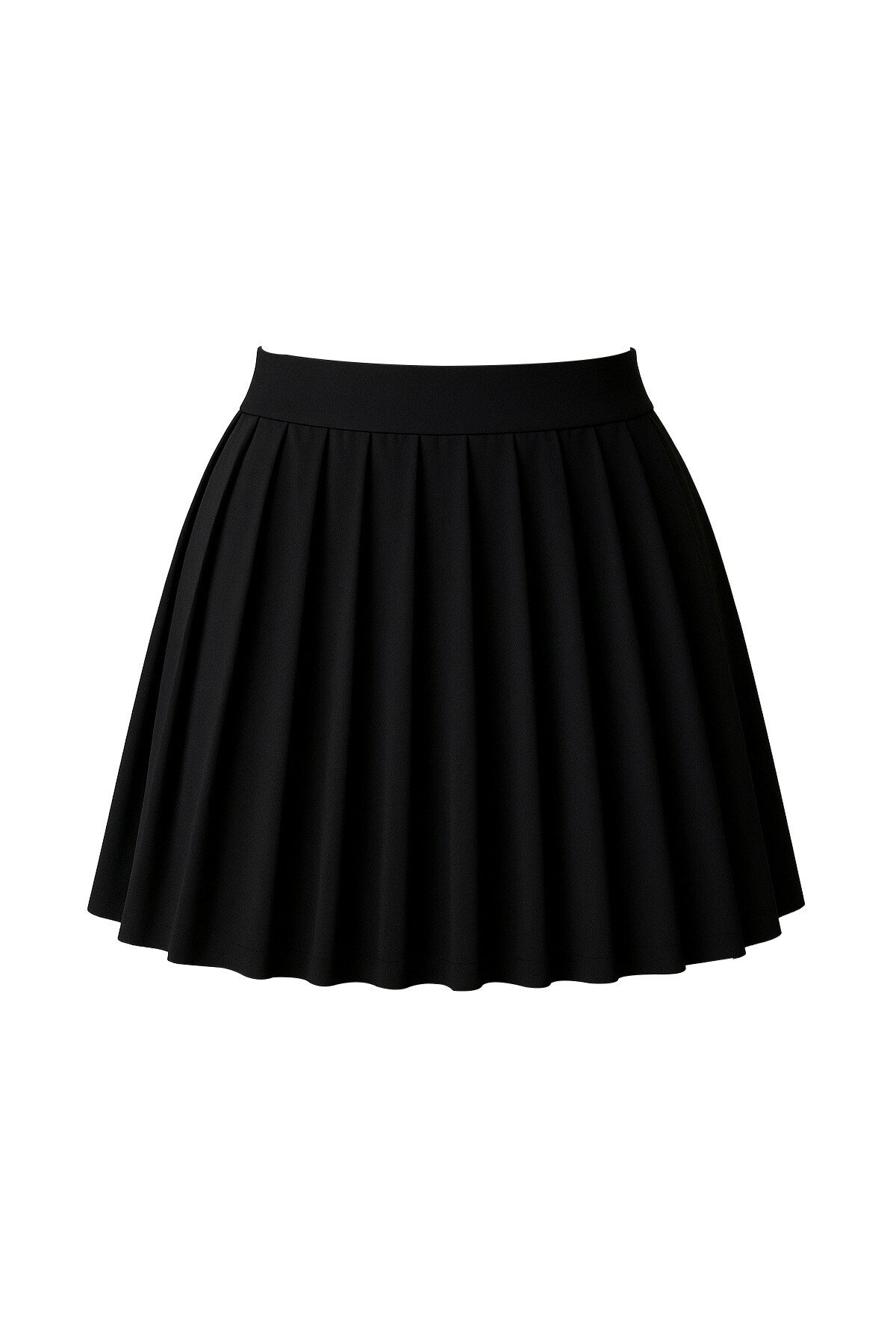 Siyah Pileli Beli Lastikli Şort Etek