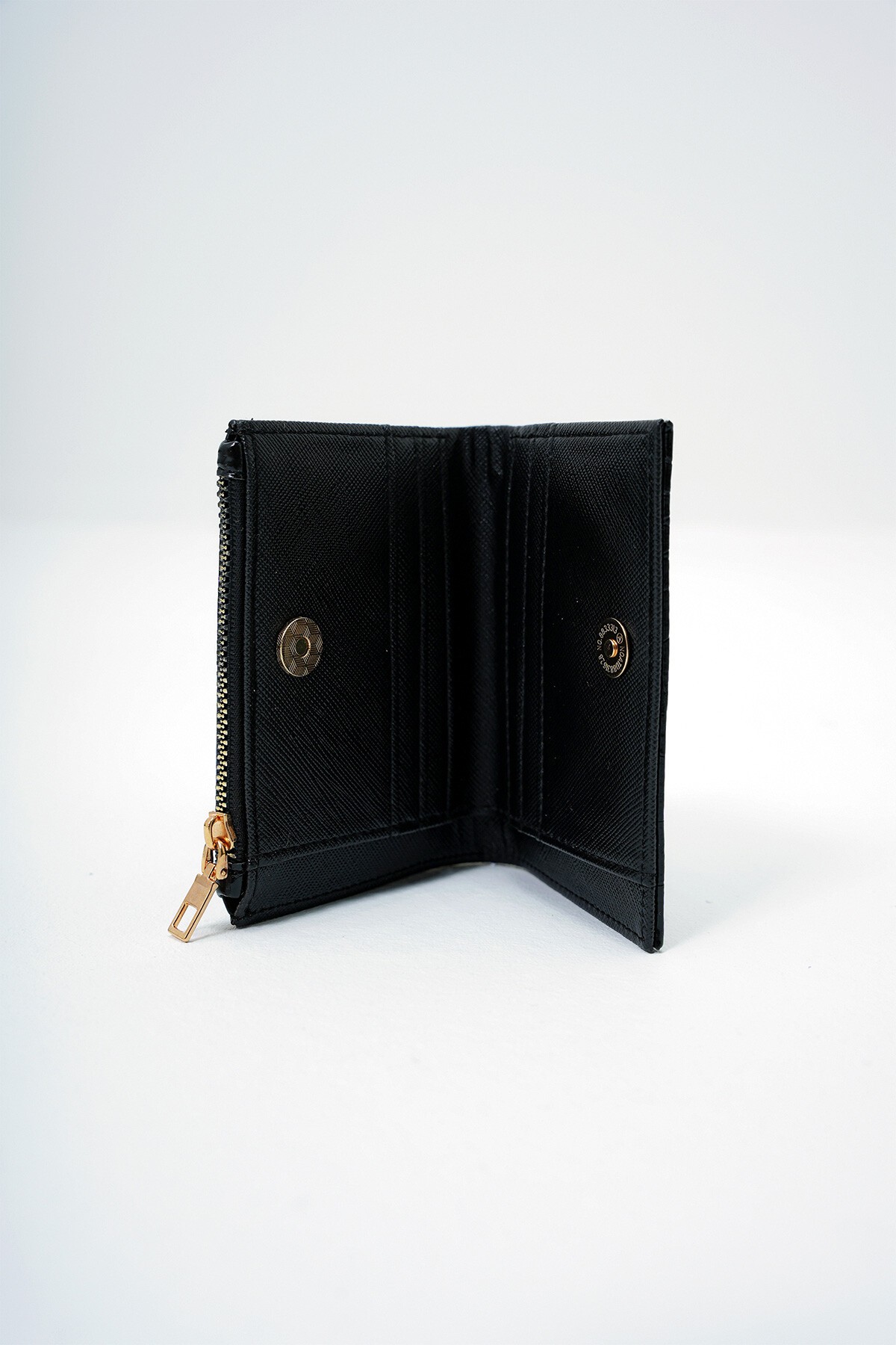 Siyah Suni Deri Croco Desen Kağıt Ve Bozuk Para Bölmeli Cüzdan Kartlık