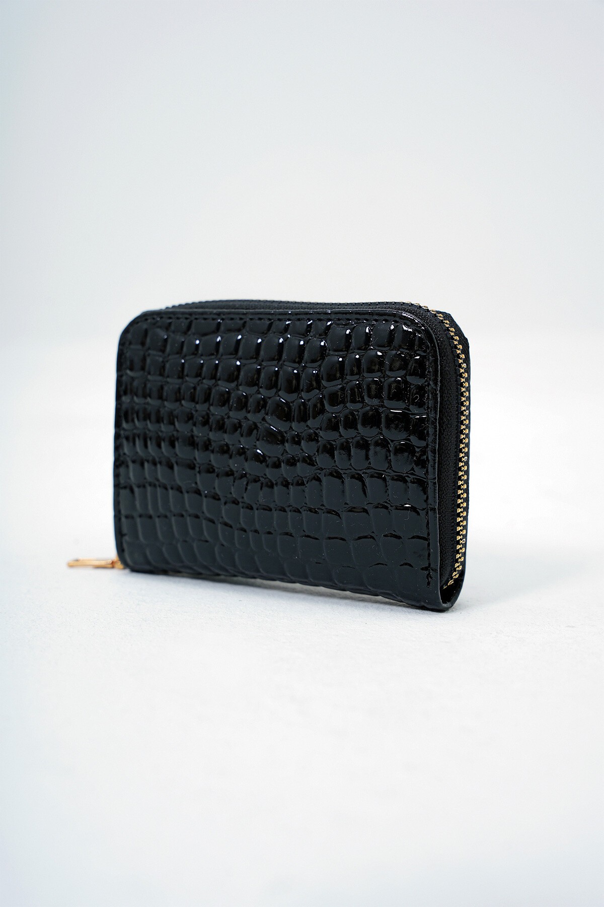Siyah Suni Deri Croco Desen Rugan Görünümlü Cüzdan Kartlık