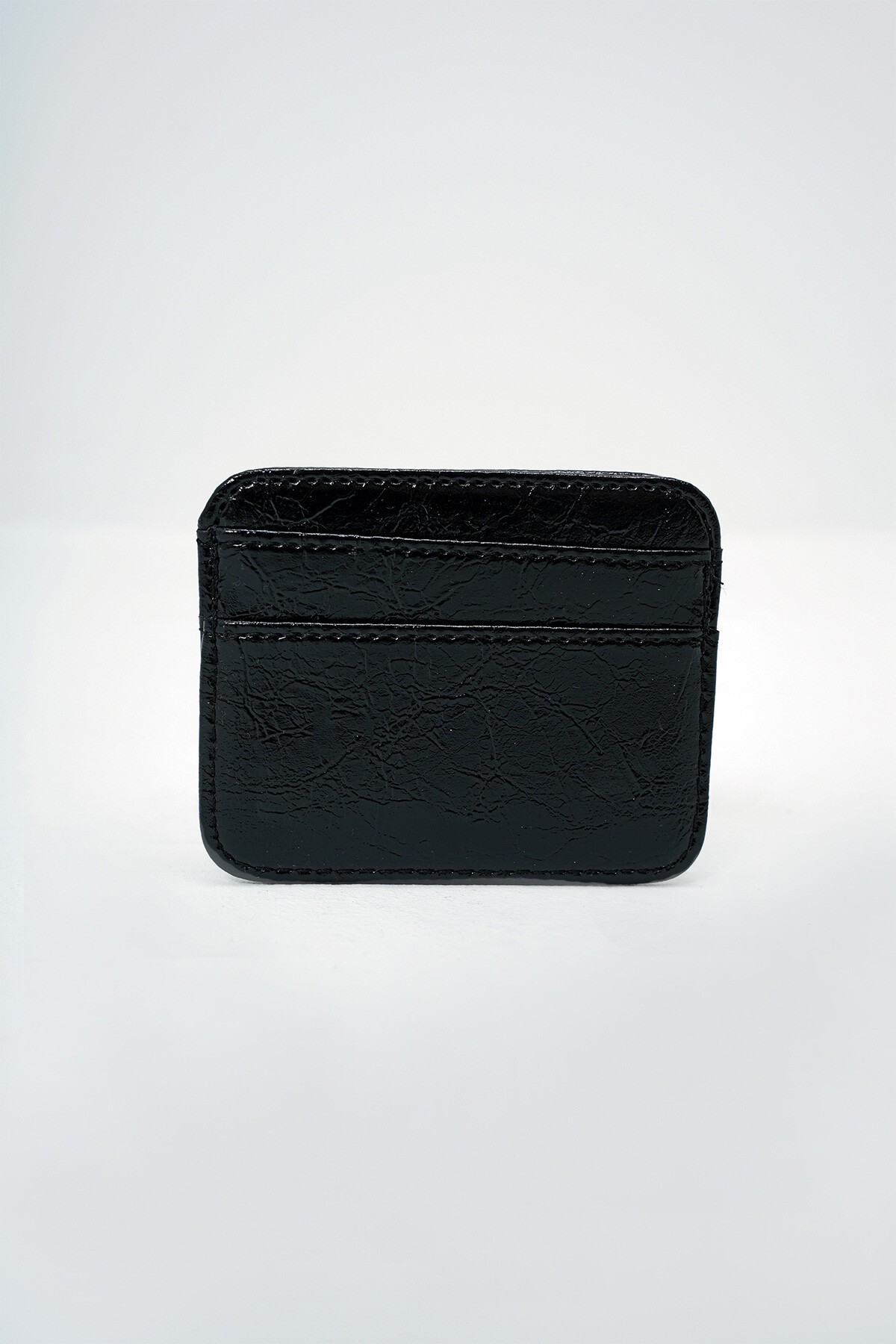 Siyah Suni Deri Mini Kartlık