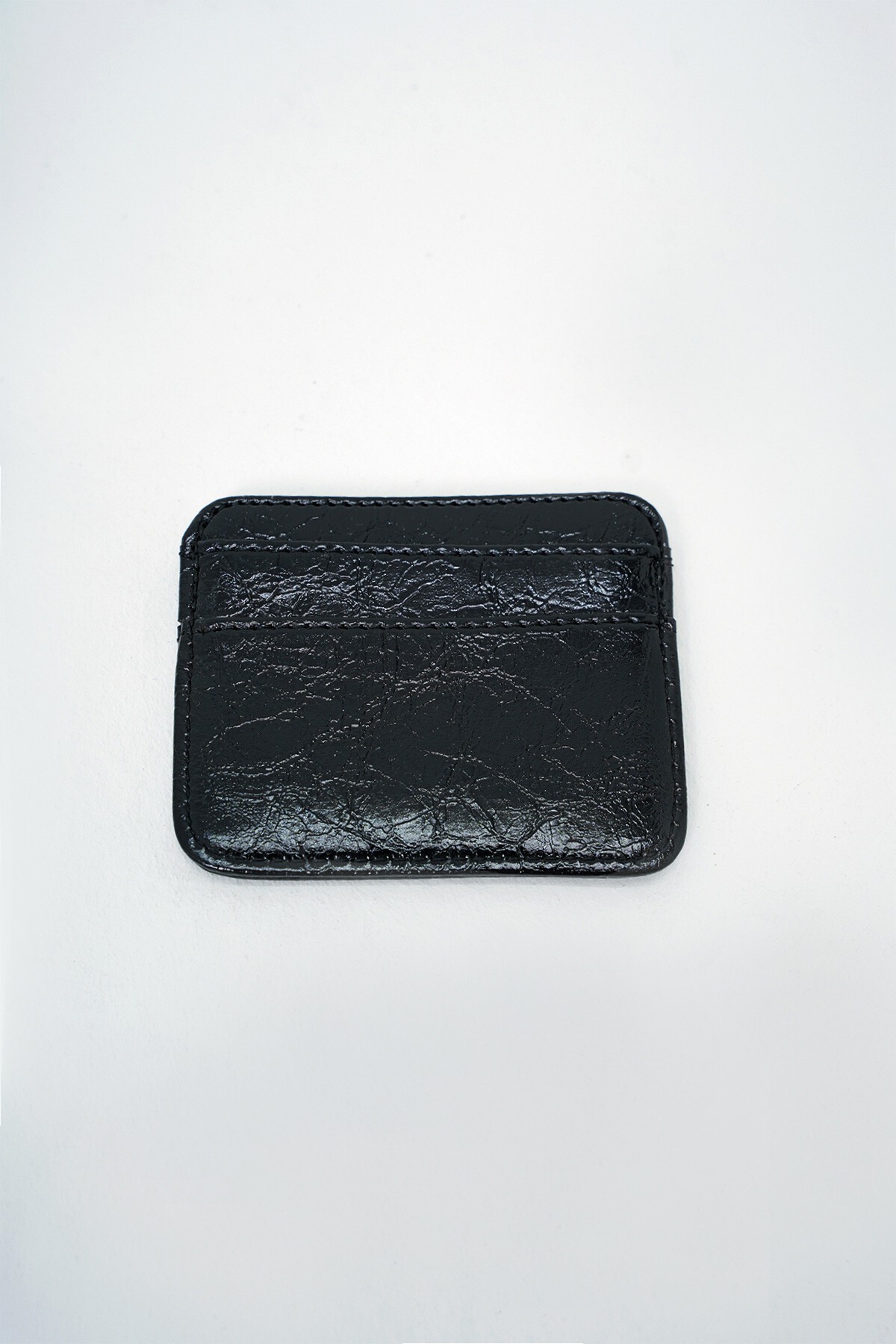 Siyah Suni Deri Mini Kartlık