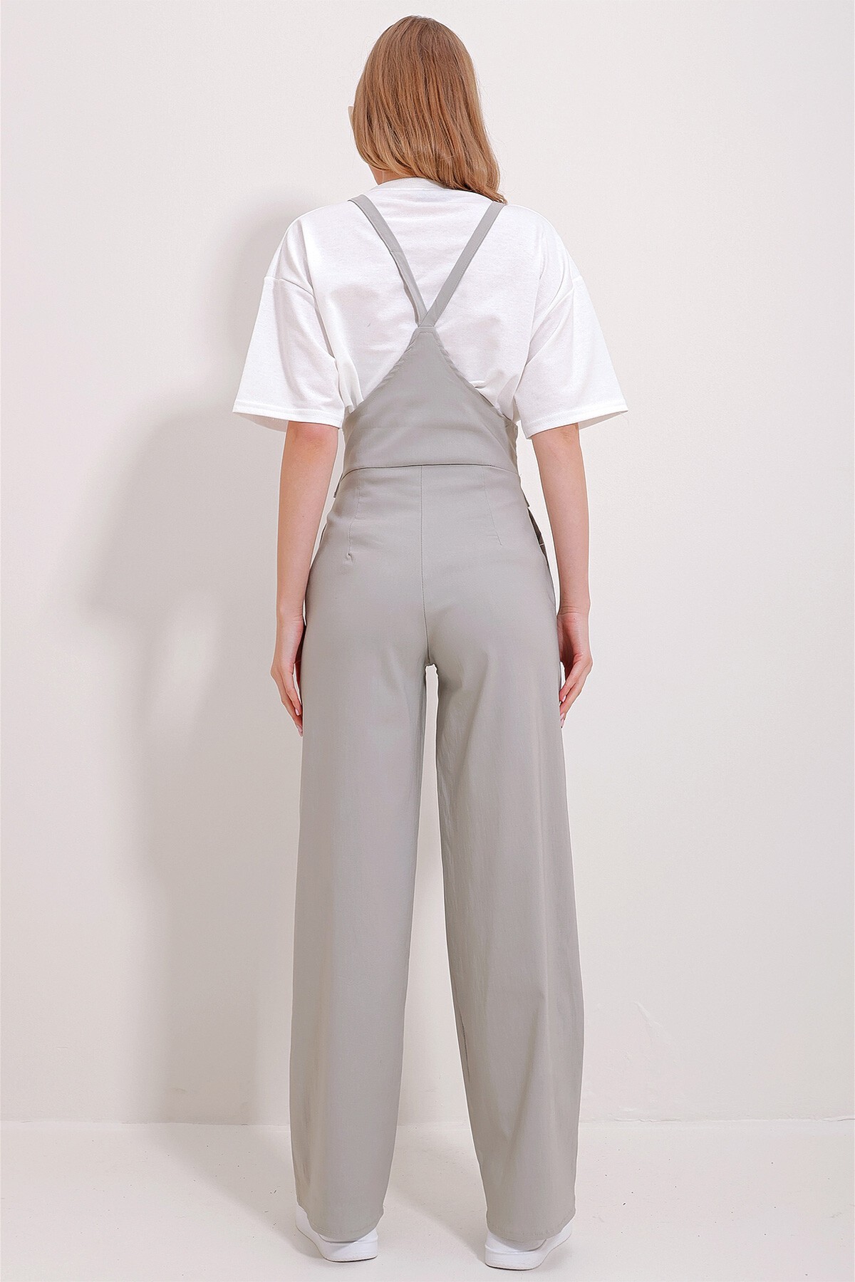 Taş Çift Cepli Askılı Likralı Salopet Tulum