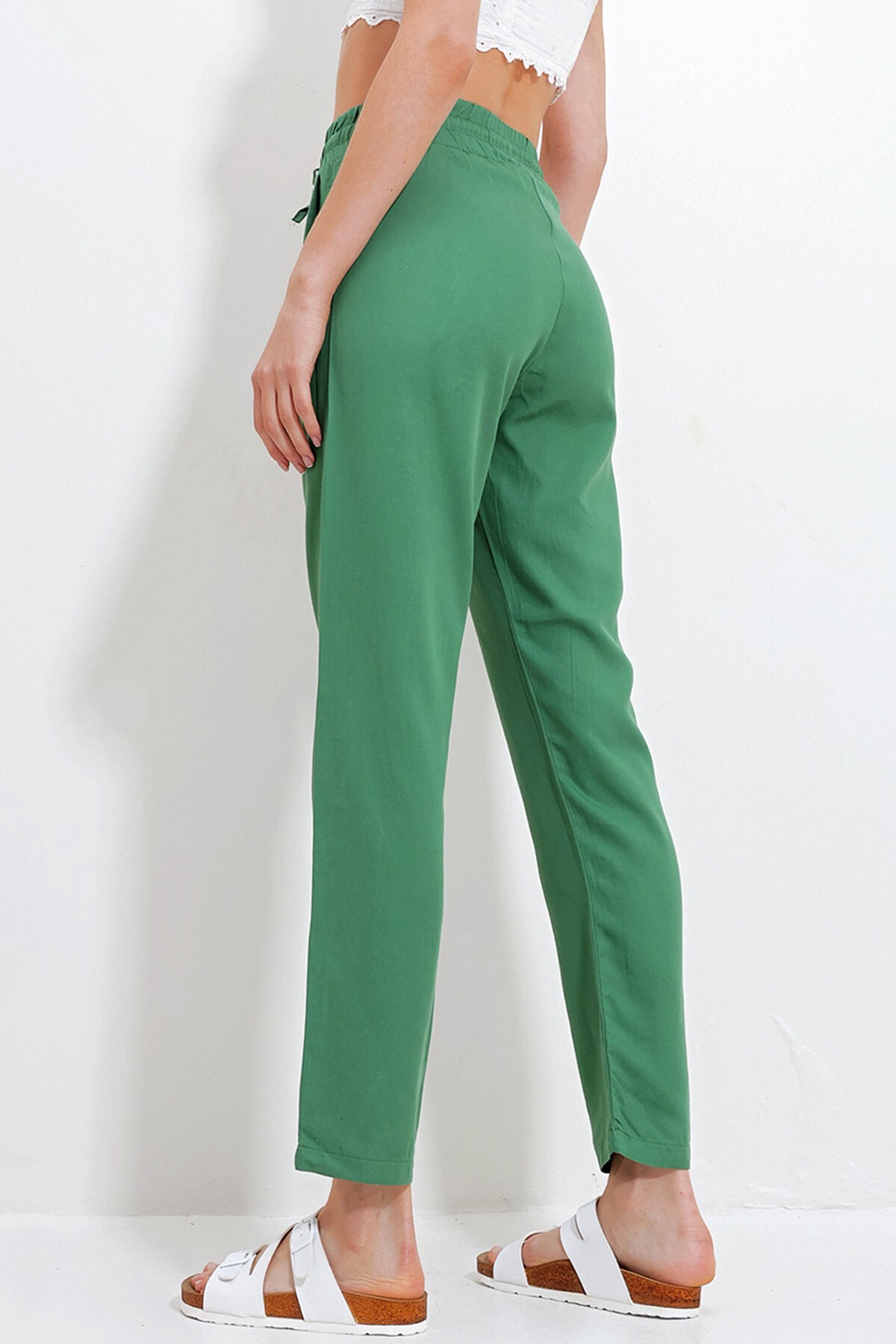 Yeşil Çift Cepli Gabrdin Pantolon