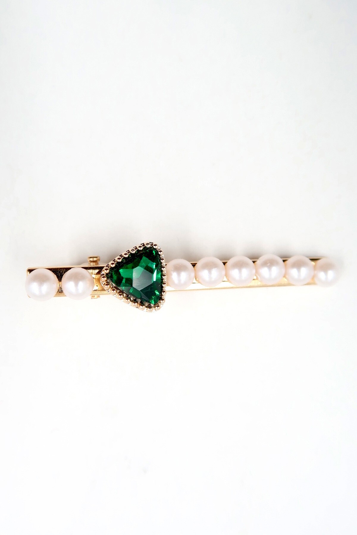 Yeşil Mineli İncili Zirkon Taş Detaylı 5Li Saç Tokası Seti