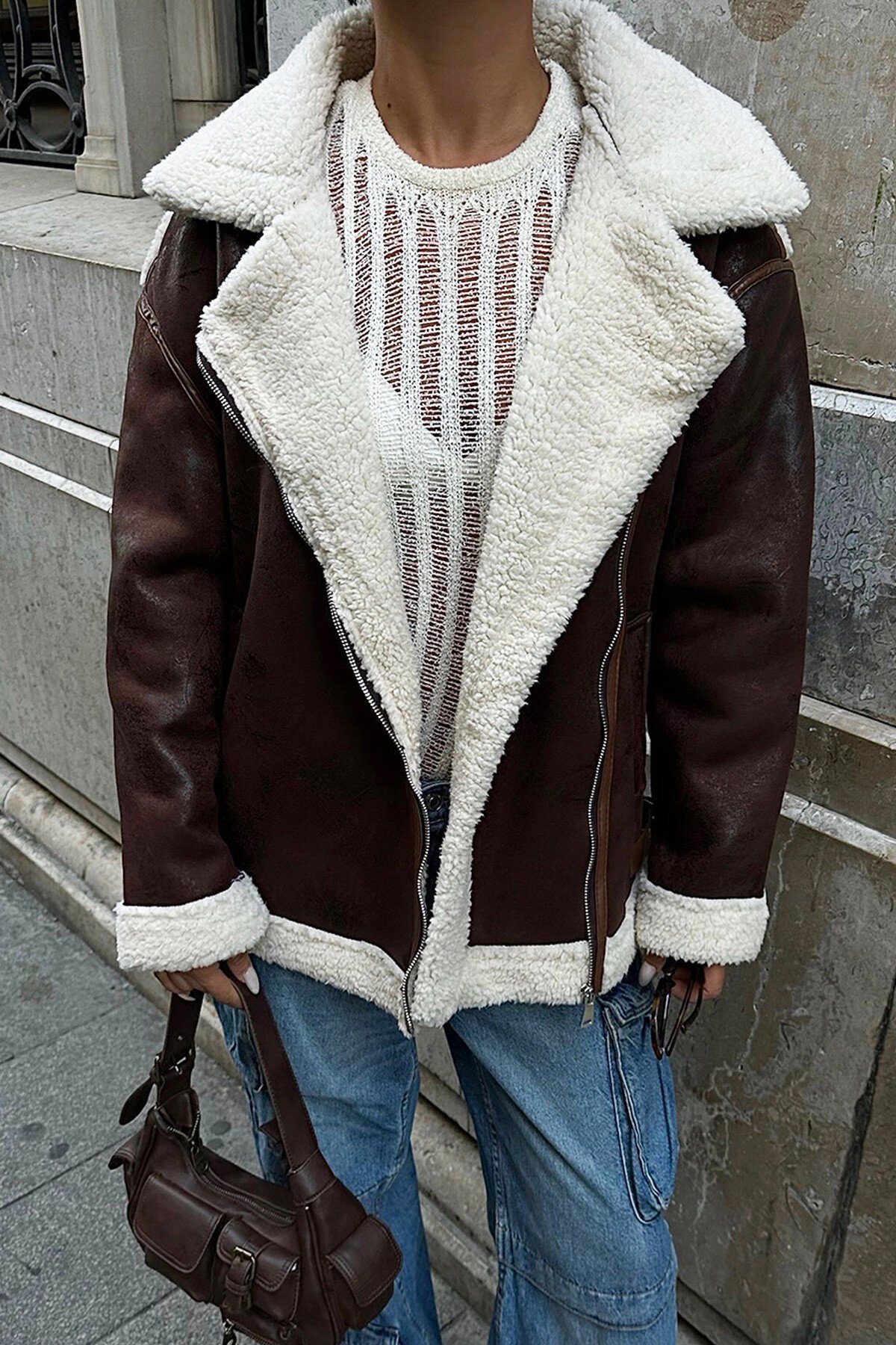 Acı Kahve Suni Süet Ceket