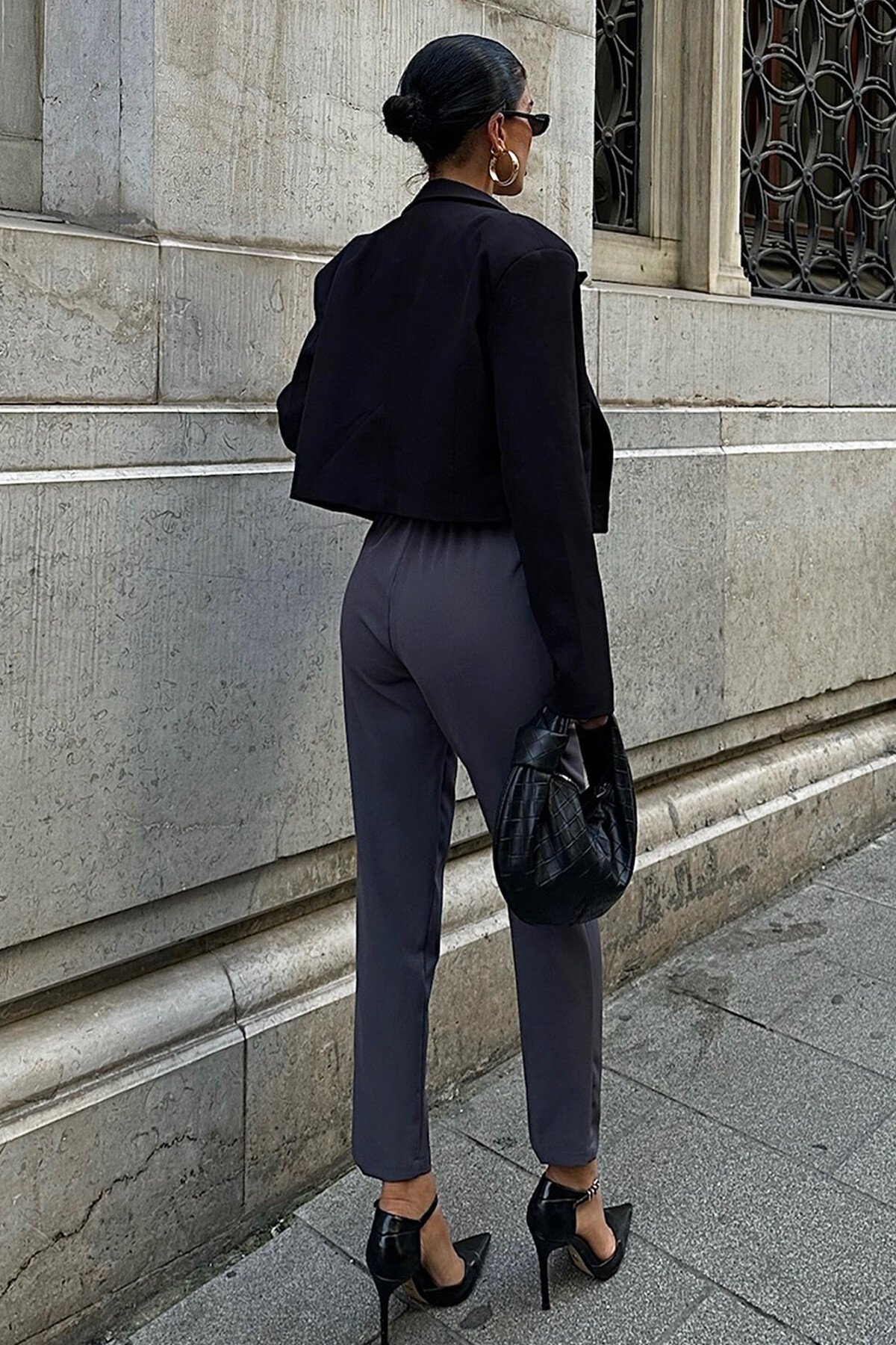 Antrasit Kemerli Palazzo Pantolon