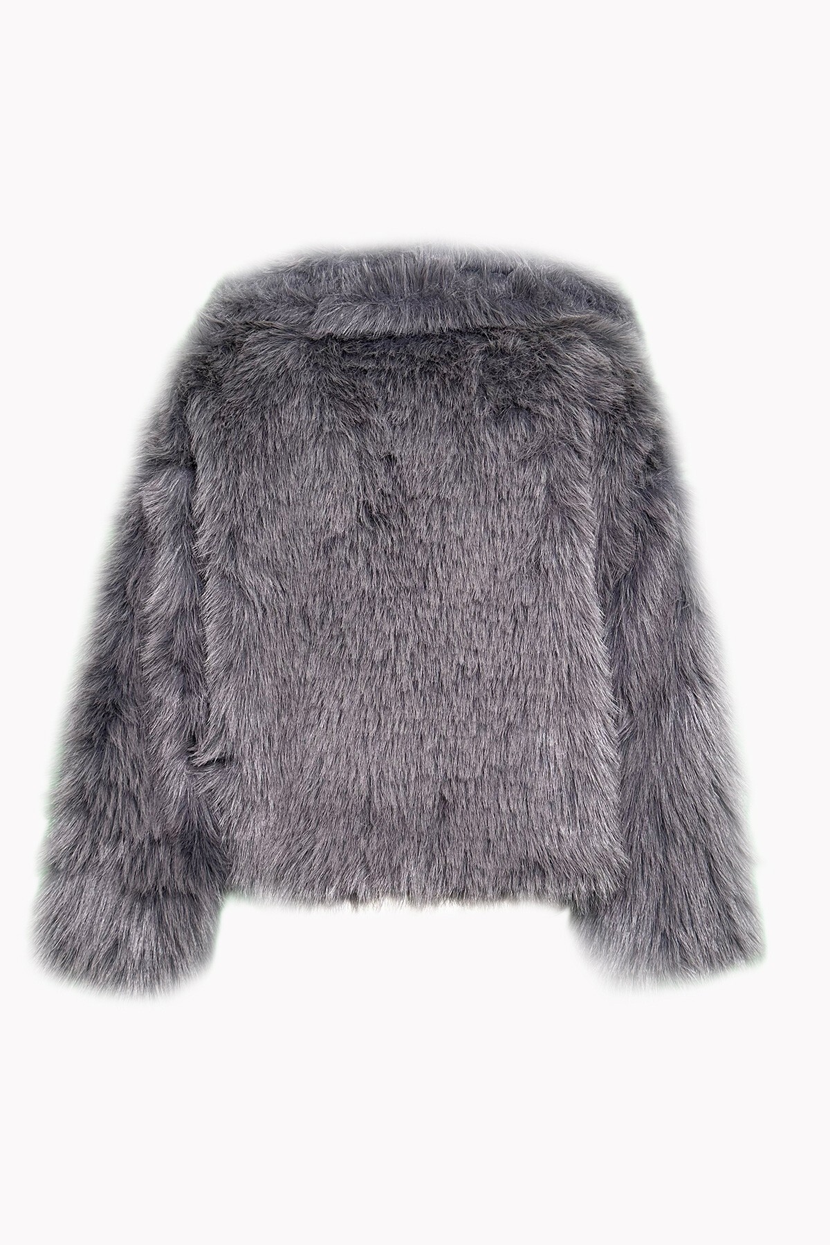 Antrasit Şal Yaka İçi Astarlı Çıtçıt Kapamalı Kürk Ceket