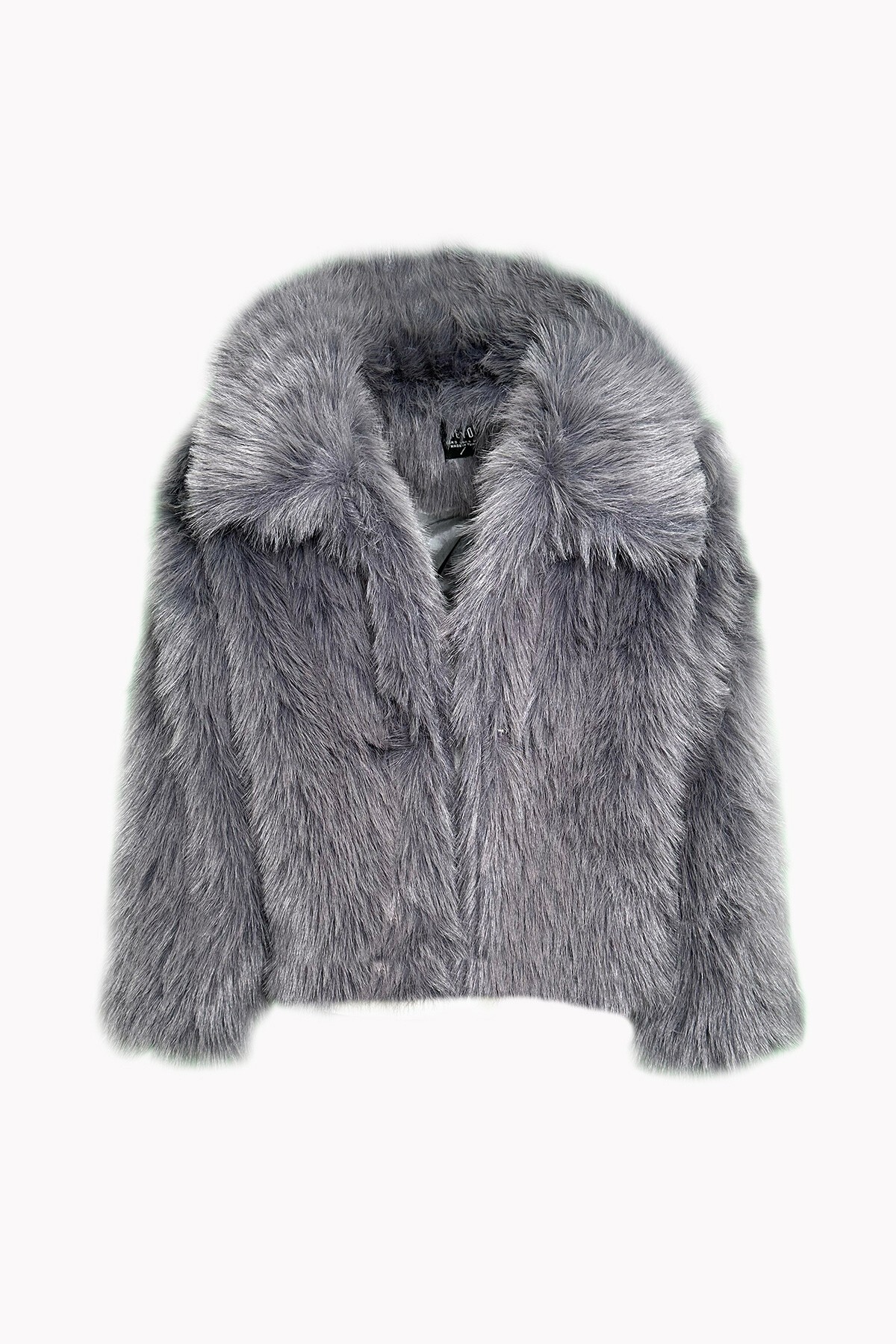 Antrasit Şal Yaka İçi Astarlı Çıtçıt Kapamalı Kürk Ceket