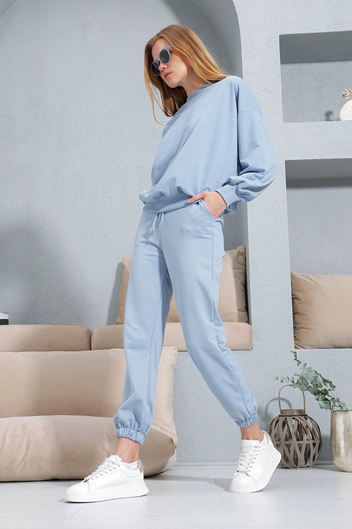 Bebemavi Bisiklet Yaka Beli Ve Paçası Lastikli İki İplik Basic Eşofman Takımı