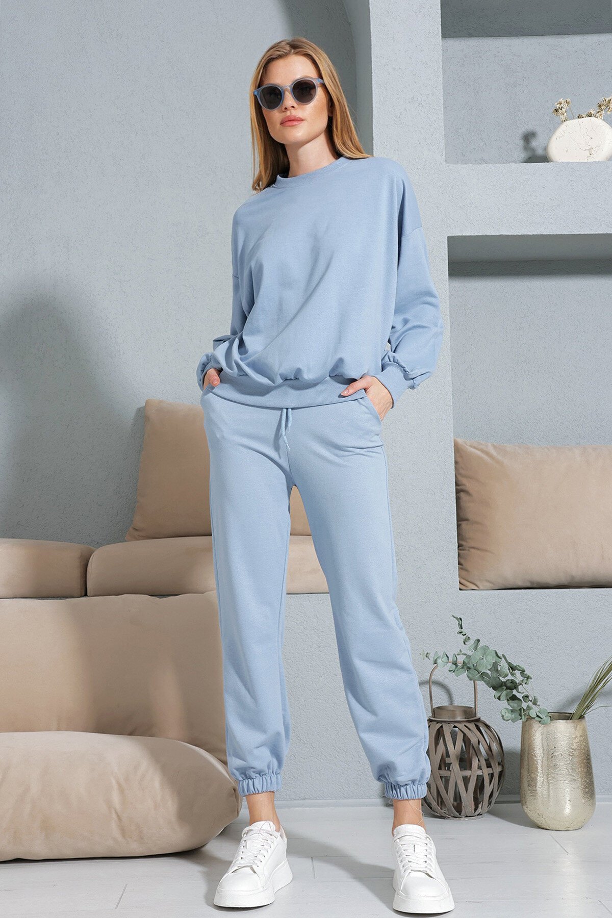 Bebemavi Bisiklet Yaka Beli Ve Paçası Lastikli İki İplik Basic Eşofman Takımı