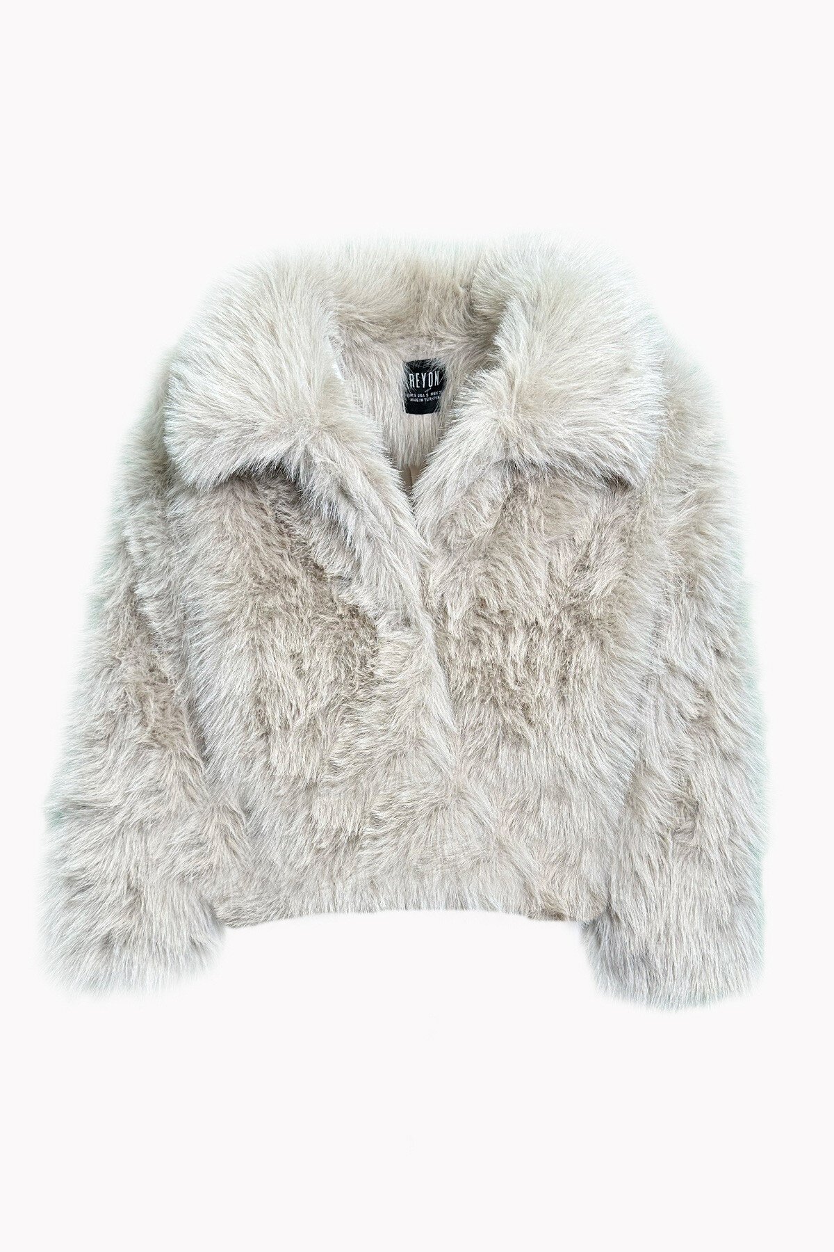 Bej Şal Yaka İçi Astarlı Çıtçıt Kapamalı Kürk Ceket