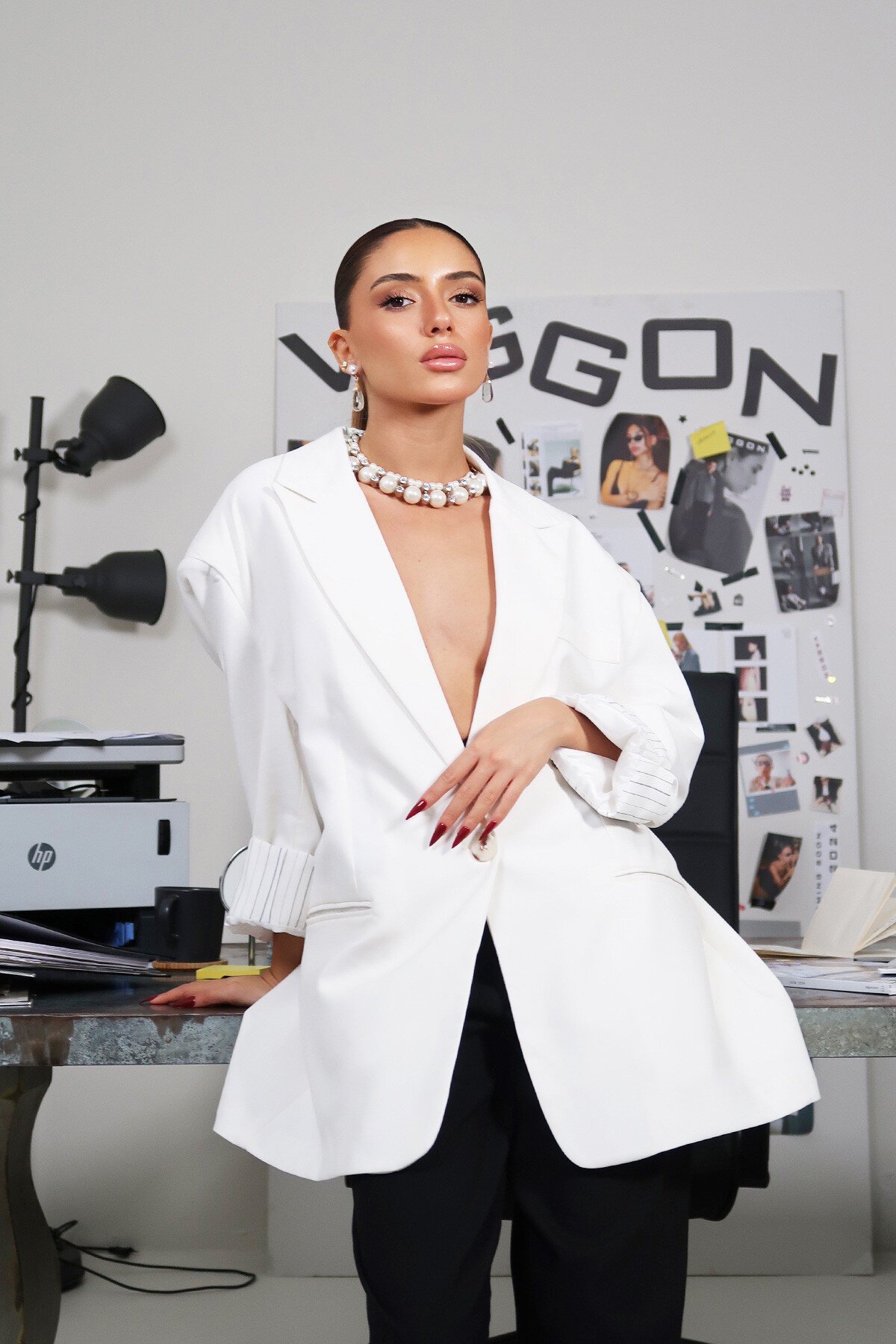 Beyaz Fit Blazer Ceket