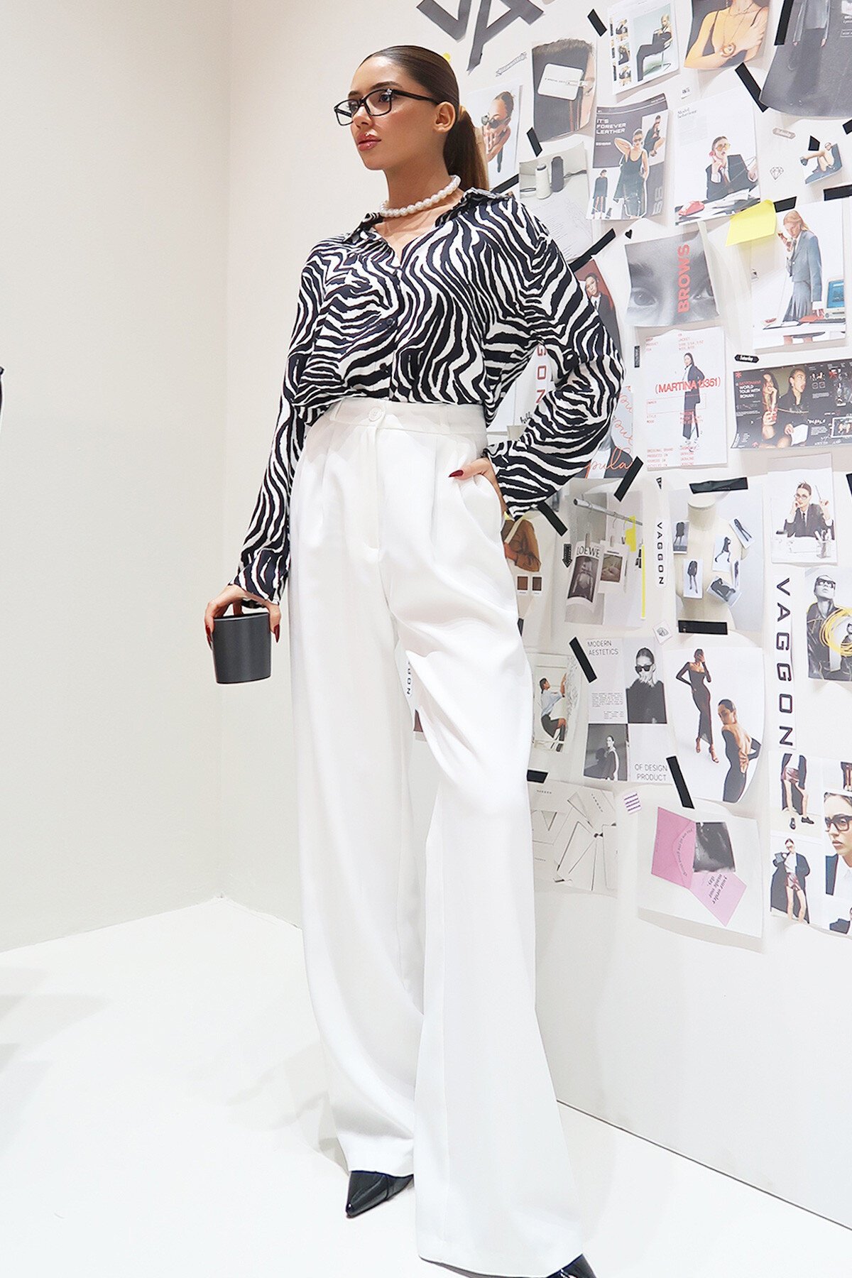 Beyaz Wide Leg Pantolon