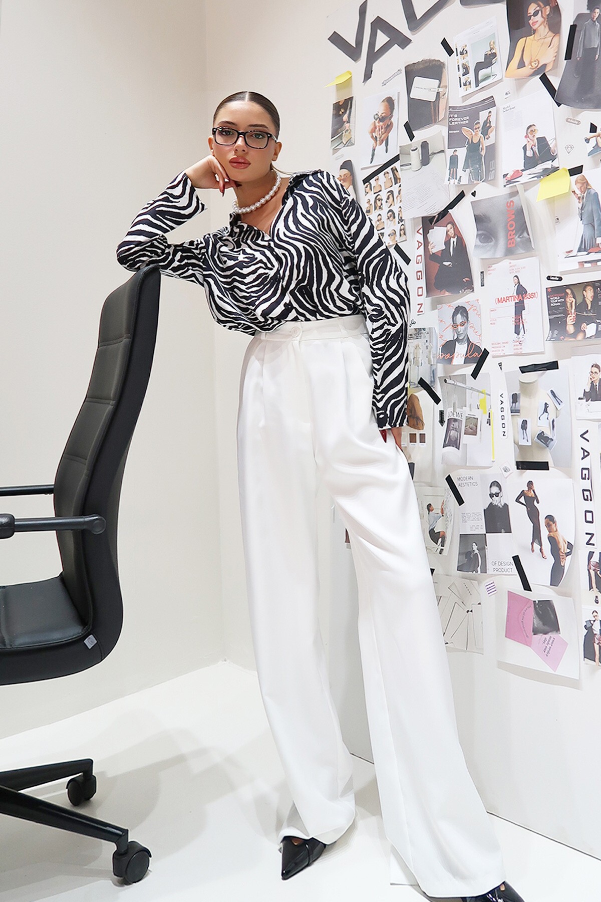 Beyaz Wide Leg Pantolon