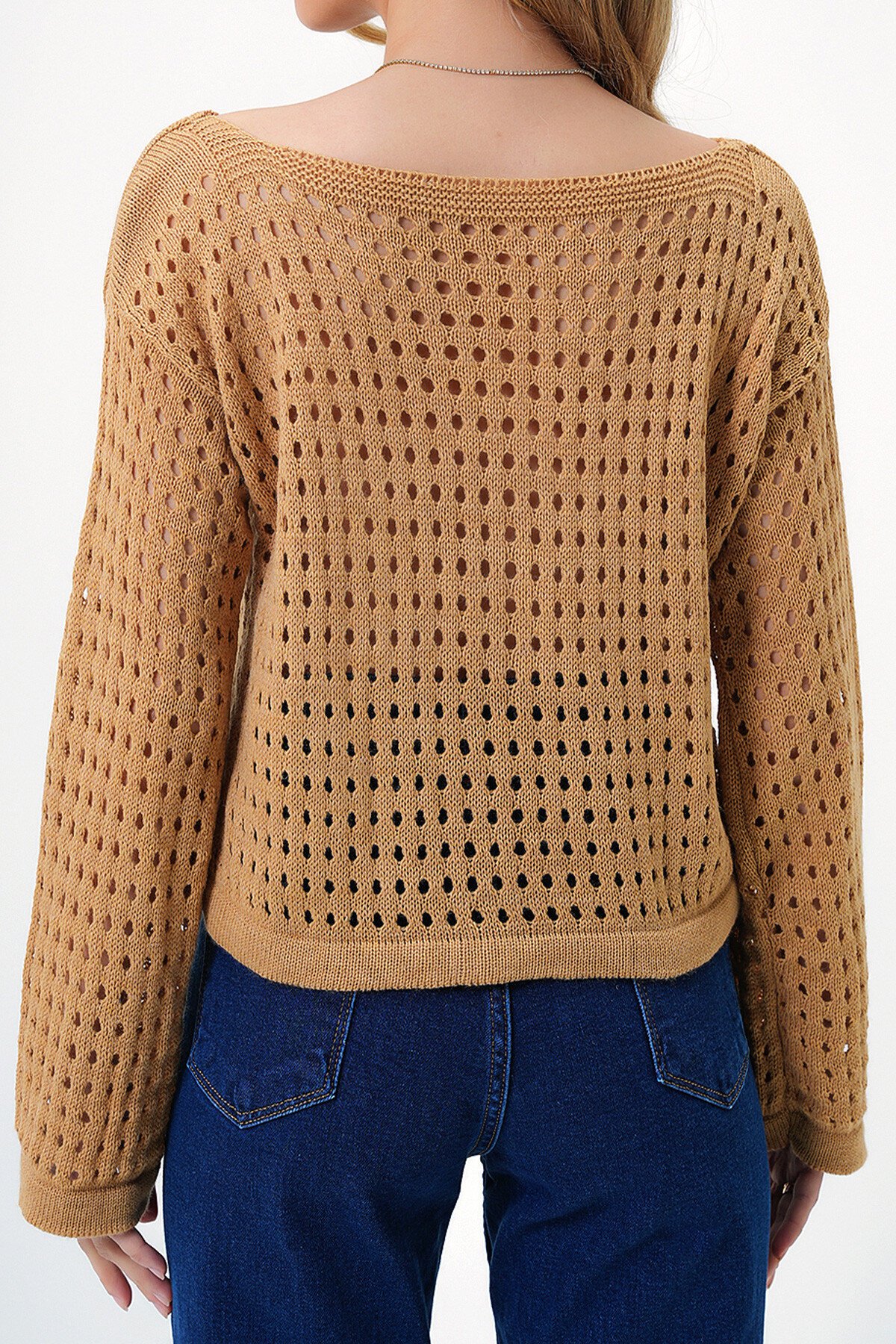 Bisküvi Delik Ajurlı Triko Bluz