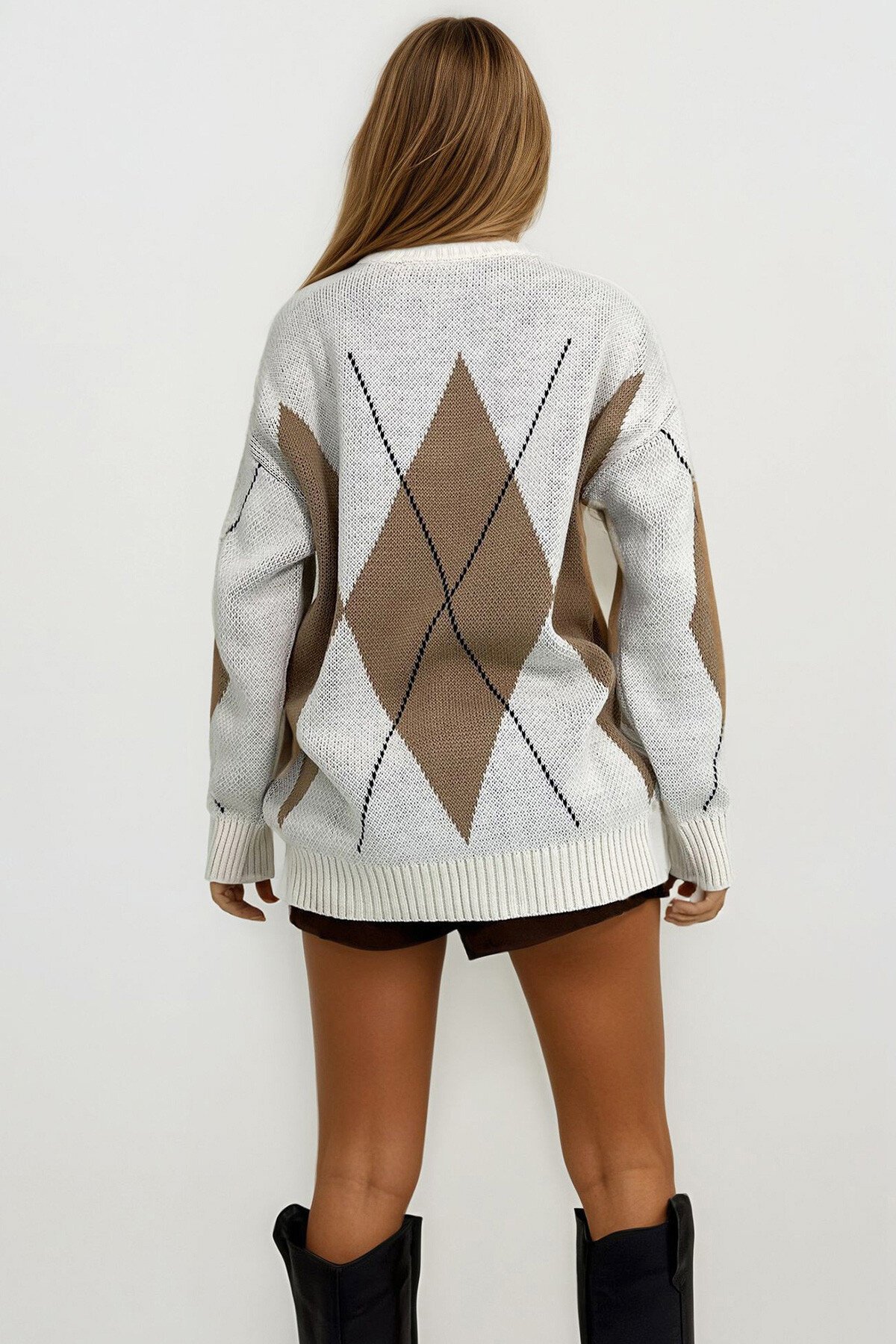 Bisküvi Desenli Triko Kazak