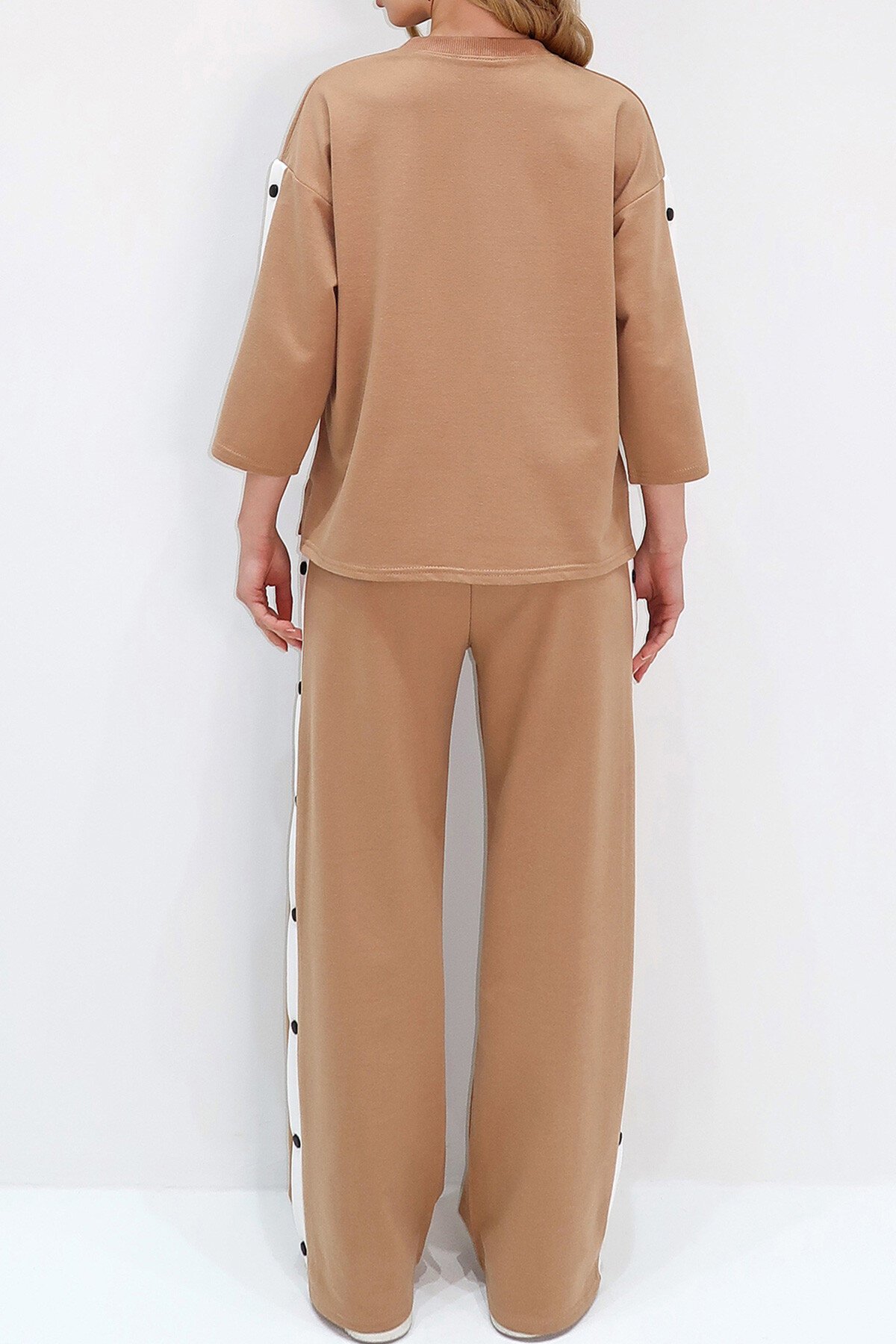 Camel Bisiklet Yaka Çıtçıt Kapamalı İli İplik Eşofman Takım