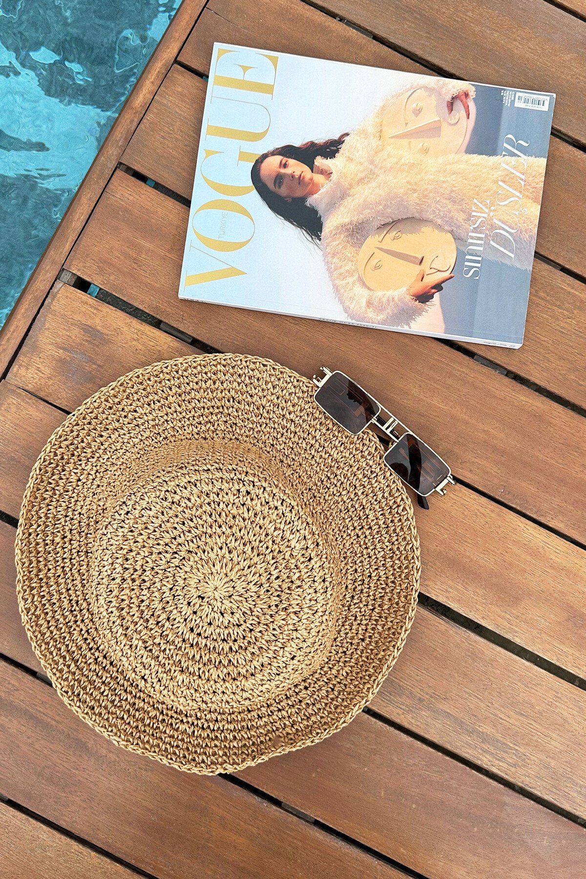 Camel El Örgüsü Hasır Şapka