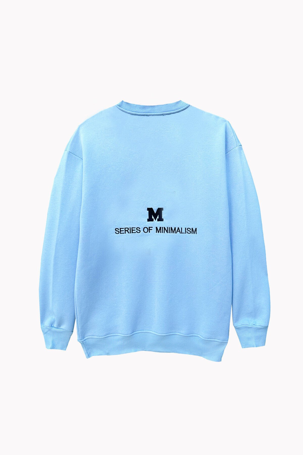 Ekru Bisiklet Yaka Nakışlı İçi Şardonlu Oversize Sweatshirt