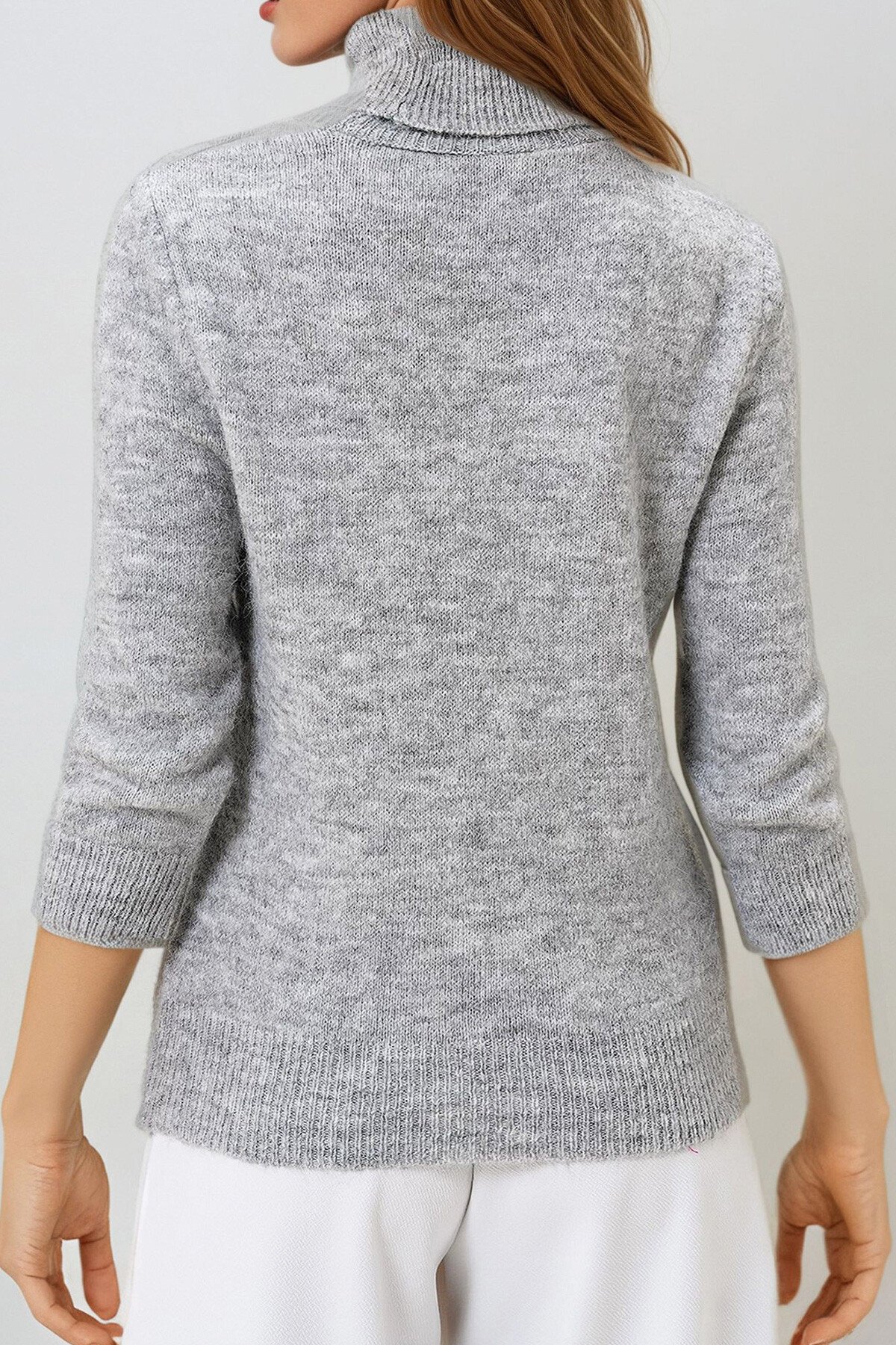 Gri Balıkçı Yaka Tüylü Kazak