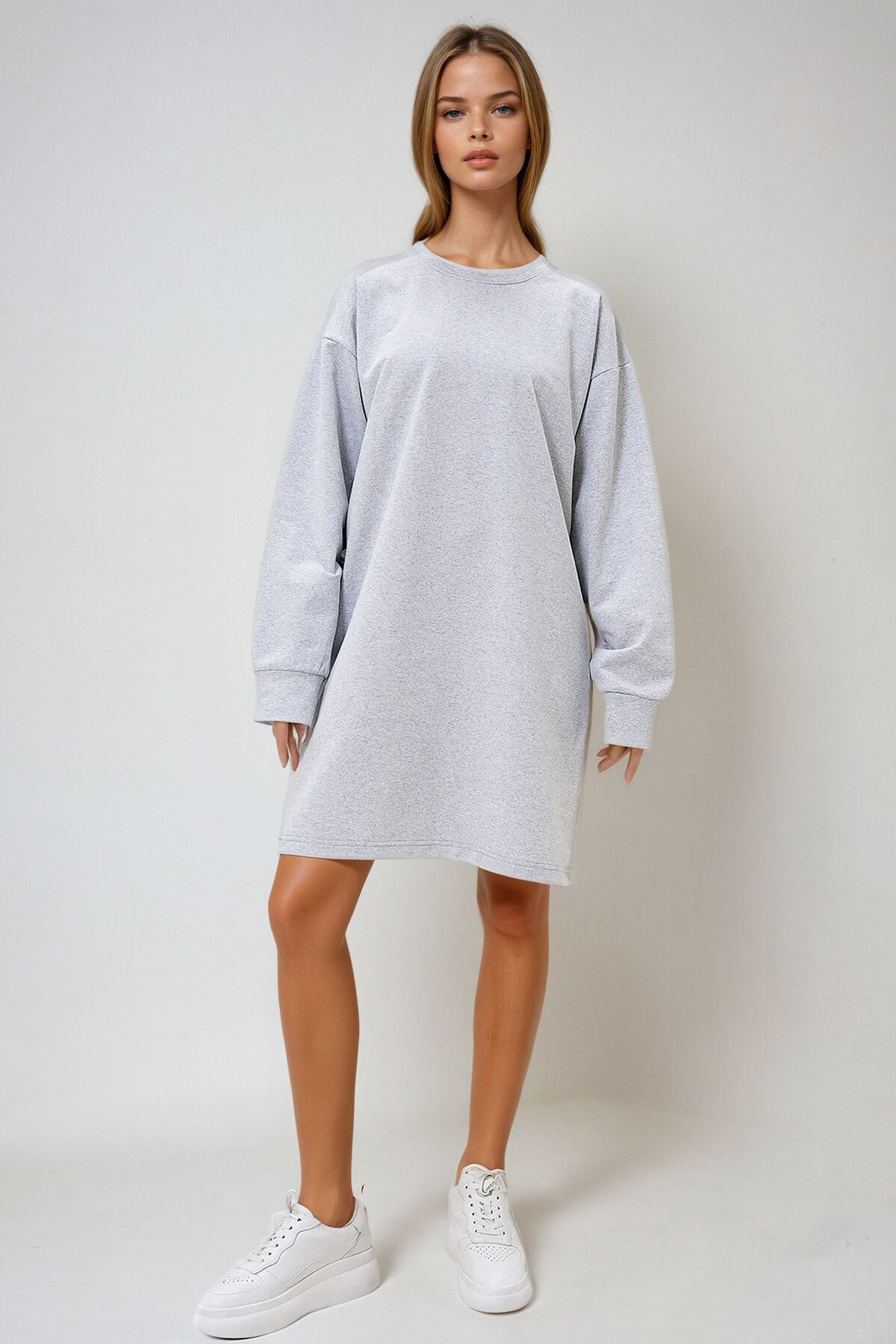 Grimelanj Bisiklet Yaka Sweatshirt Elbise